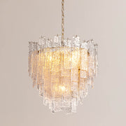 9-Light 5-Tier Clear Ripple Glass Chandelier (24")