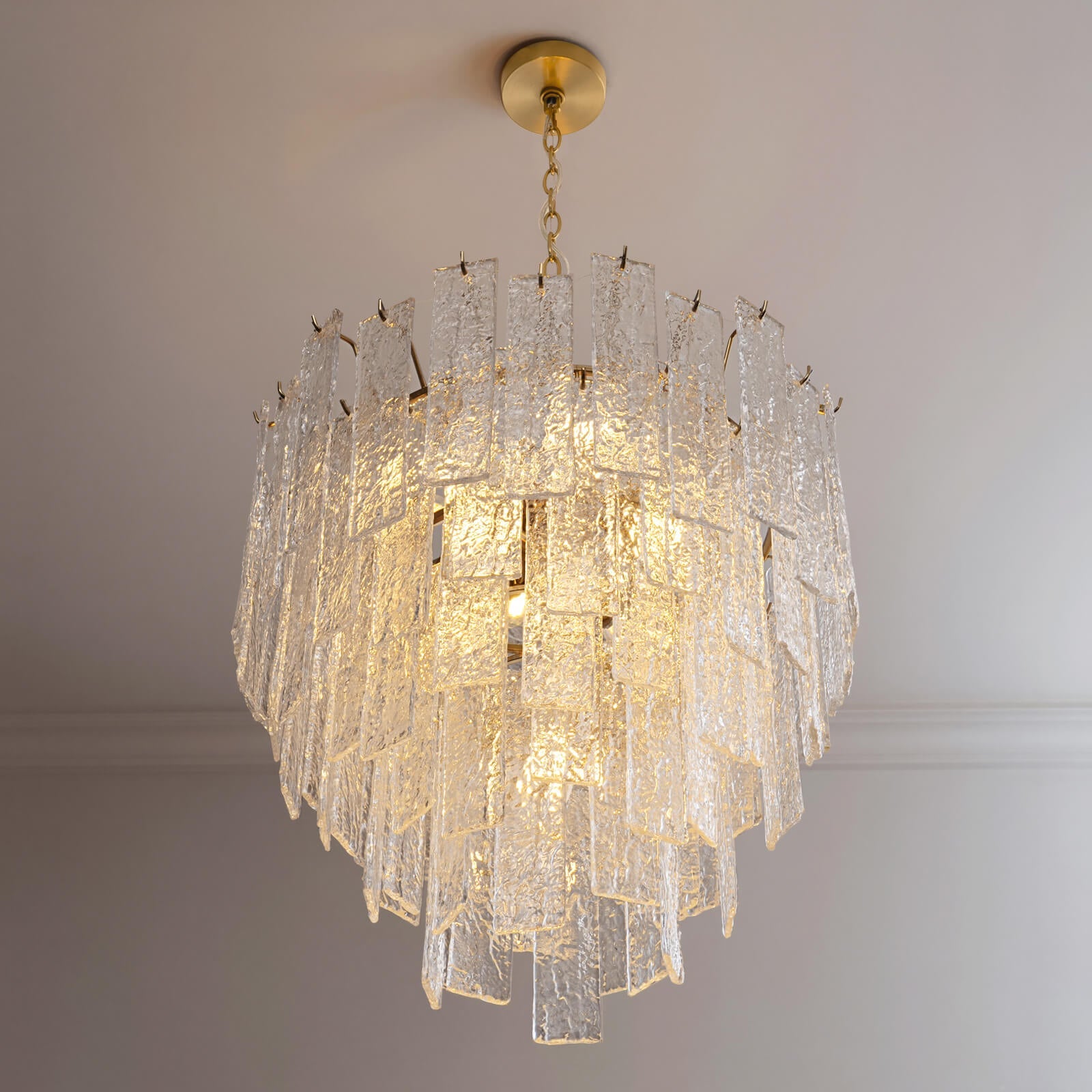 9-Light 5-Tier Clear Ripple Glass Chandelier (24")