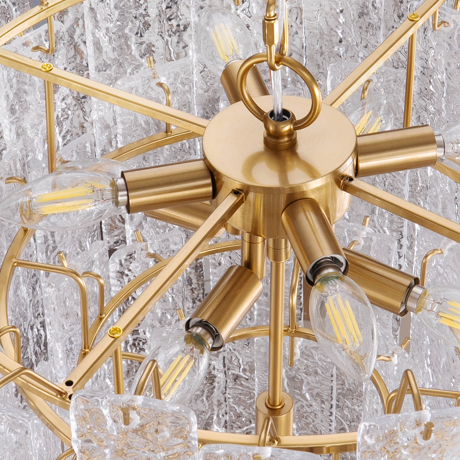 9-Light 5-Tier Clear Ripple Glass Chandelier (24")
