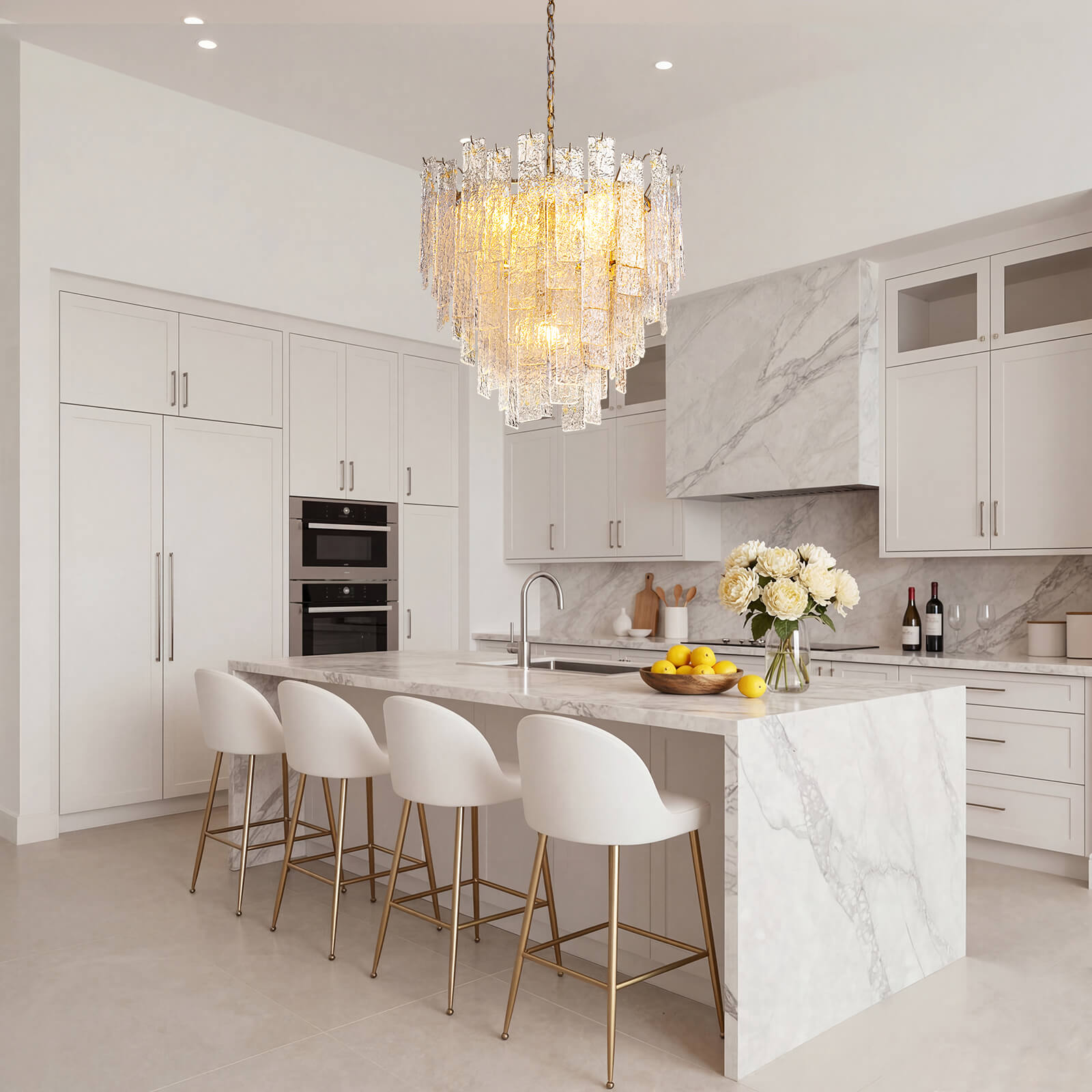9-Light 5-Tier Clear Ripple Glass Chandelier (24")