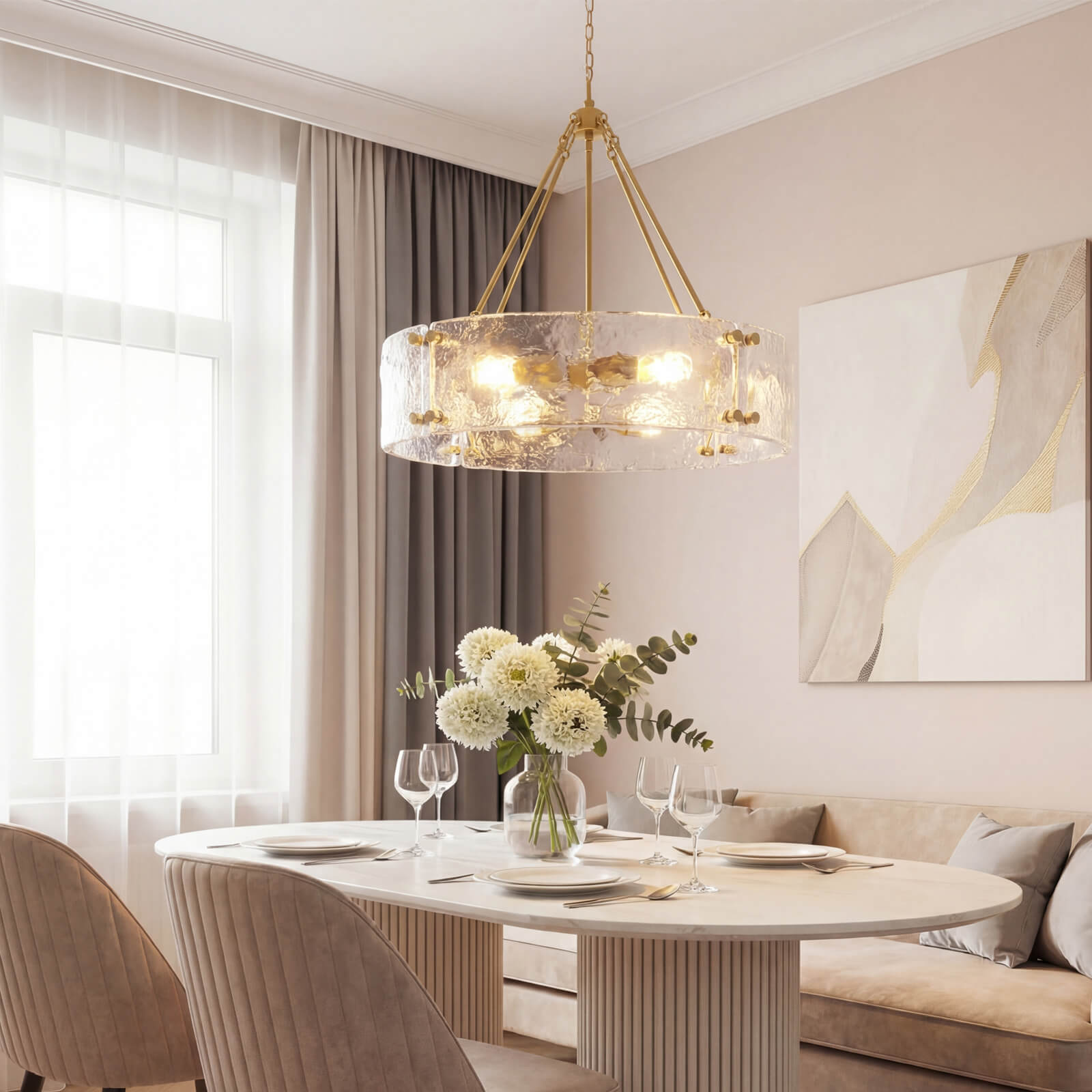 6-Light Hammered Glass Chandelier (24")
