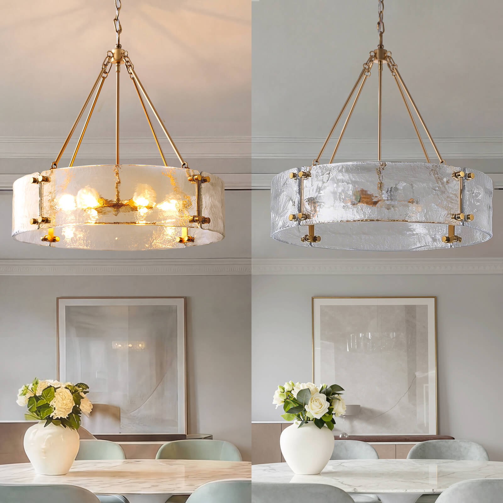 6-Light Hammered Glass Chandelier (24")