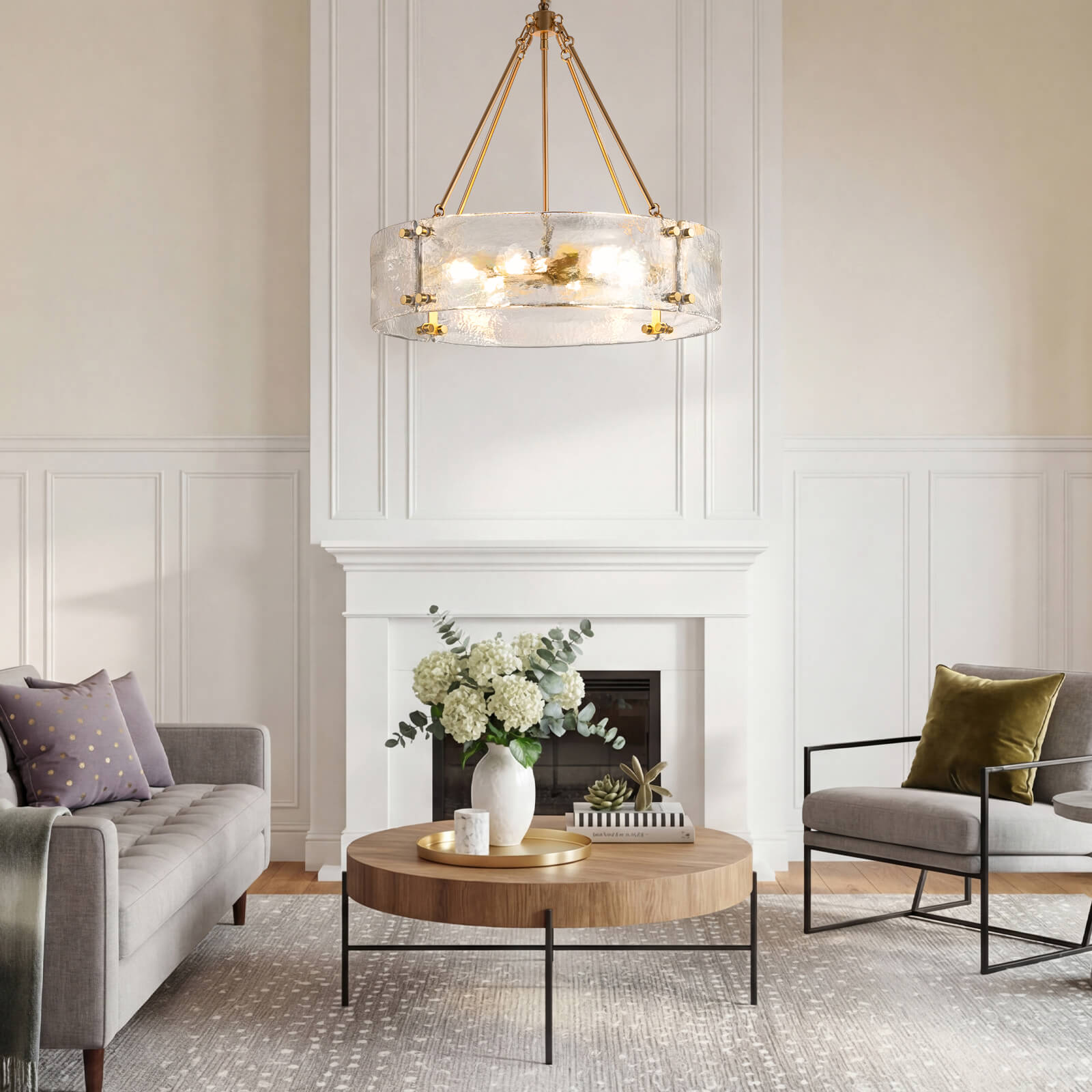6-Light Hammered Glass Chandelier (24")