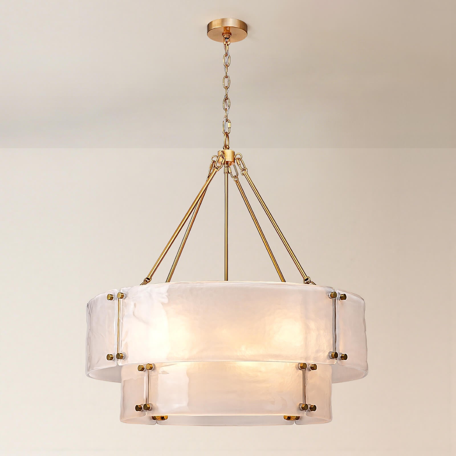 12-Light 2-Tier Frosted Glass Chandelier (32")