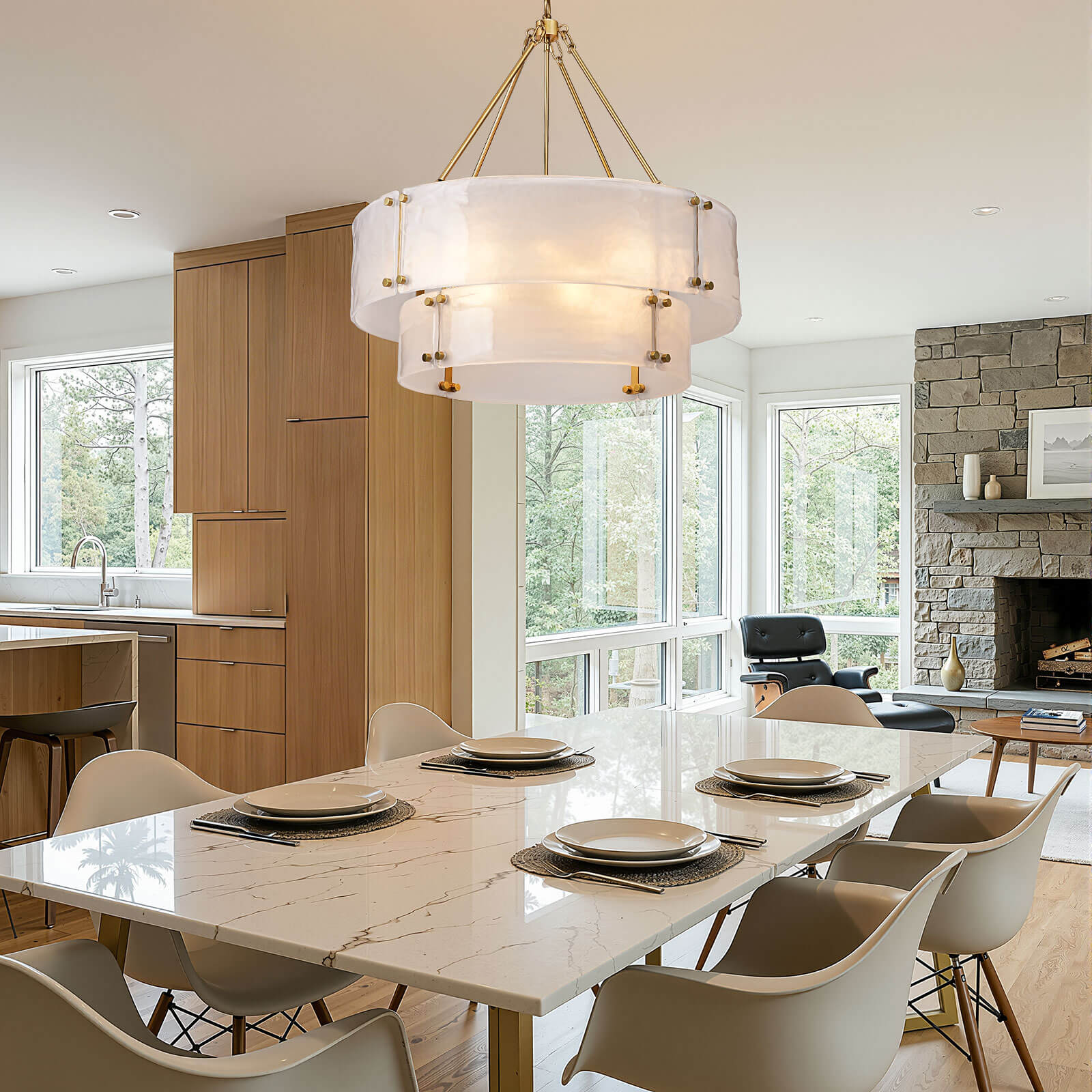 12-Light 2-Tier Frosted Glass Chandelier (32")