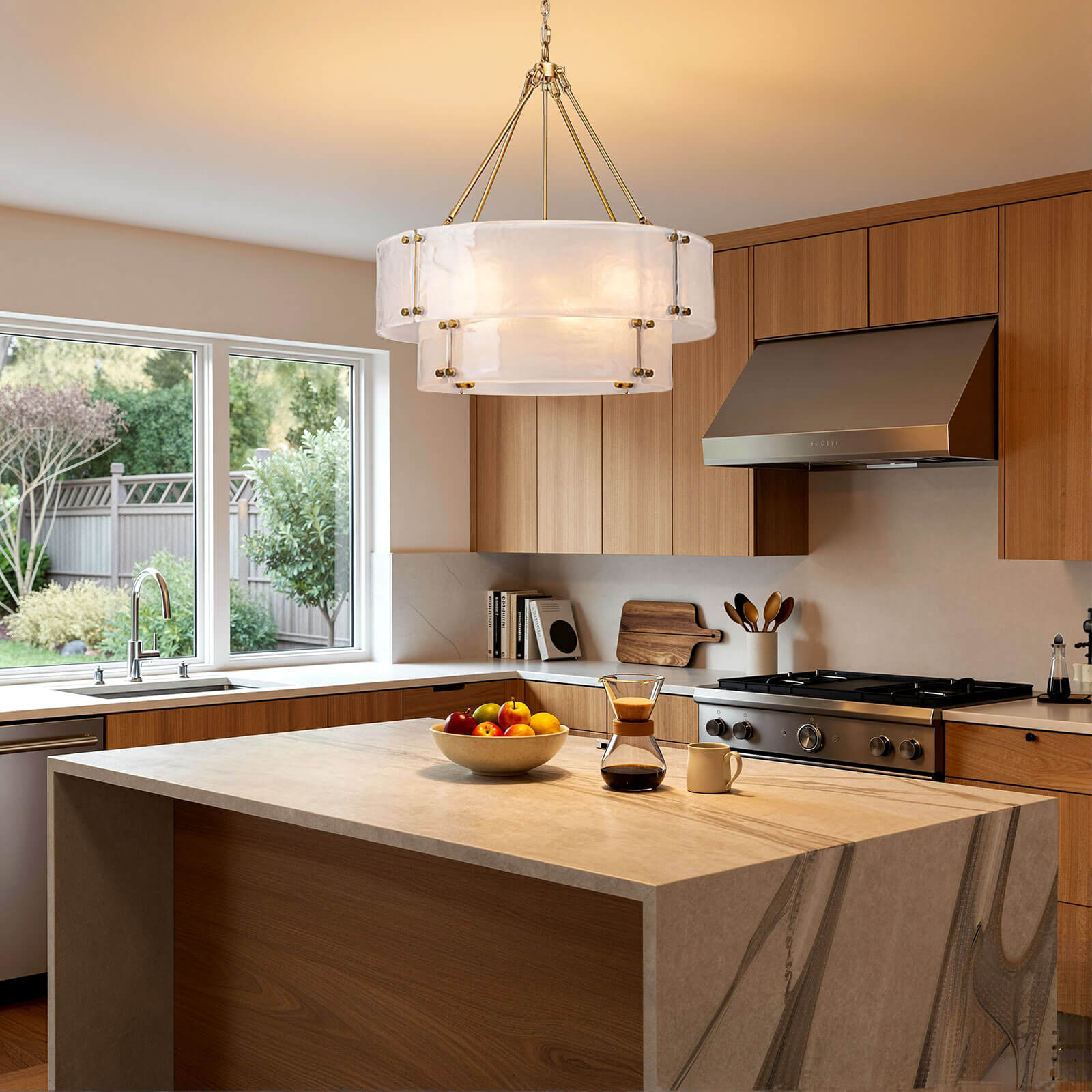 12-Light 2-Tier Frosted Glass Chandelier (32")