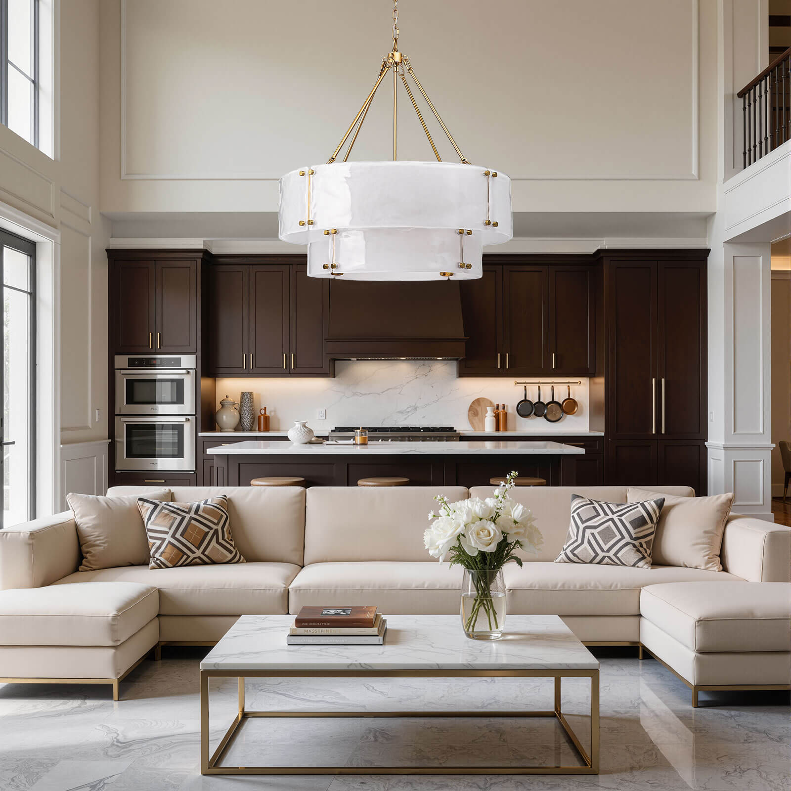 12-Light 2-Tier Frosted Glass Chandelier (32")