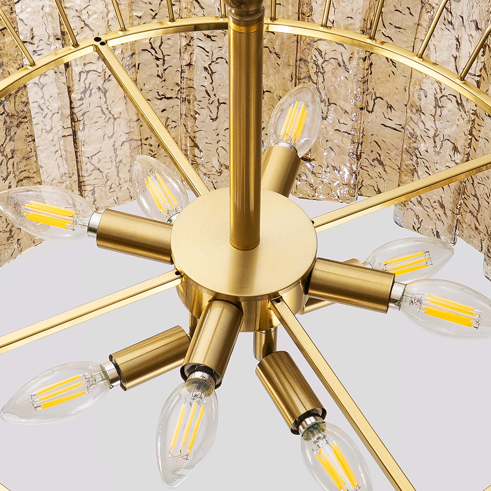 8-Light Cognac-Colored Round Chandelier (24")