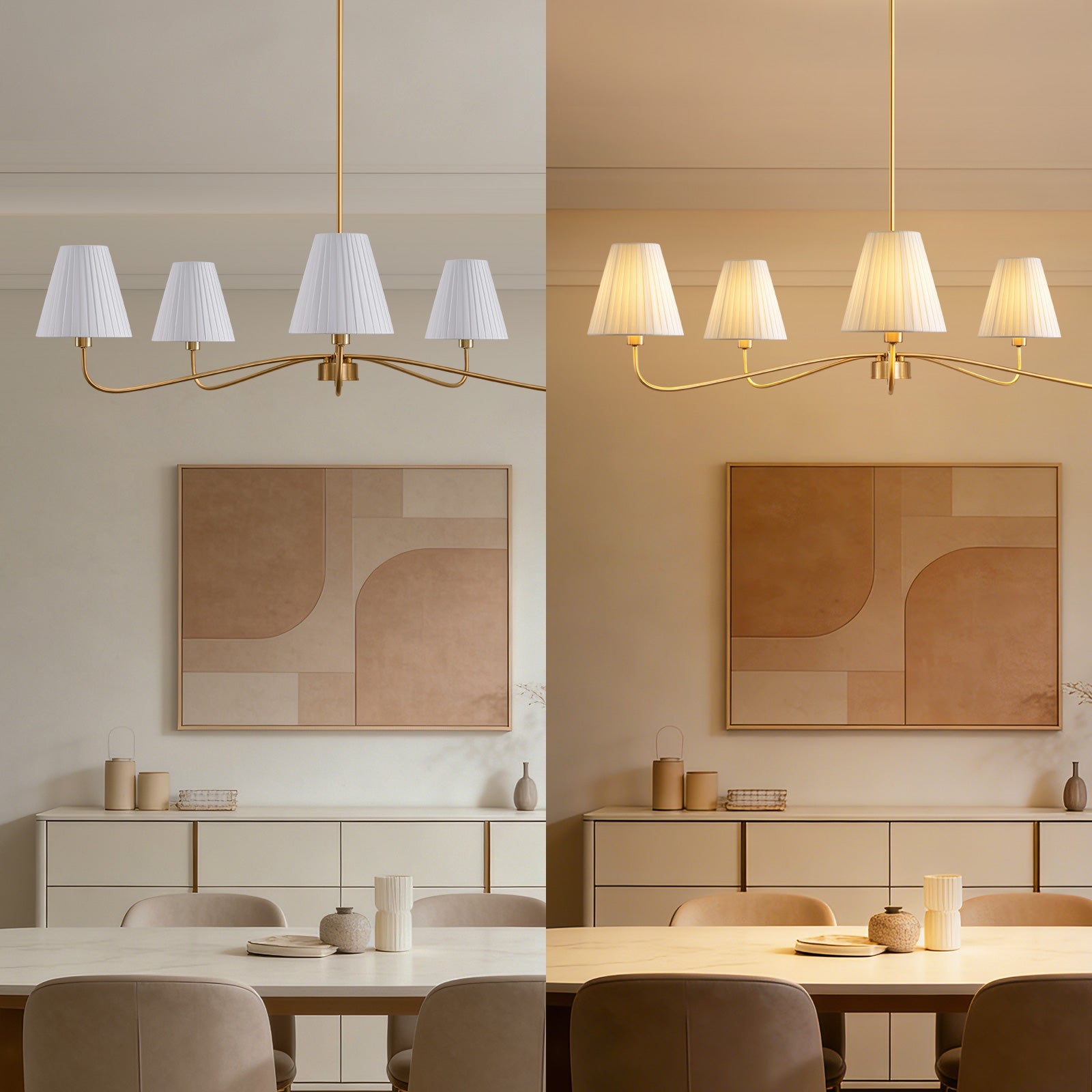 5-Light Chandelier with Folded Fabric Shades (47")