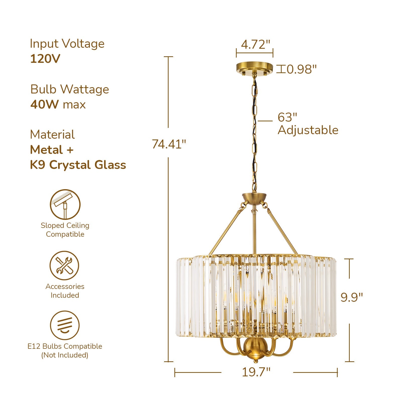 6-Light Petal Crystal Chandelier