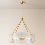 8-Light Clear Ribbed Glass Round Chandelier (30")