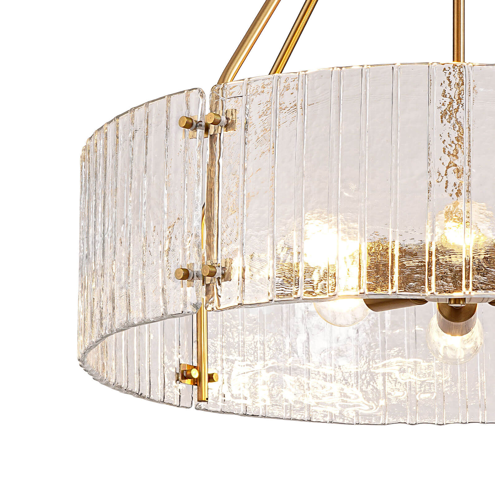 8-Light Clear Ribbed Glass Round Chandelier (30")