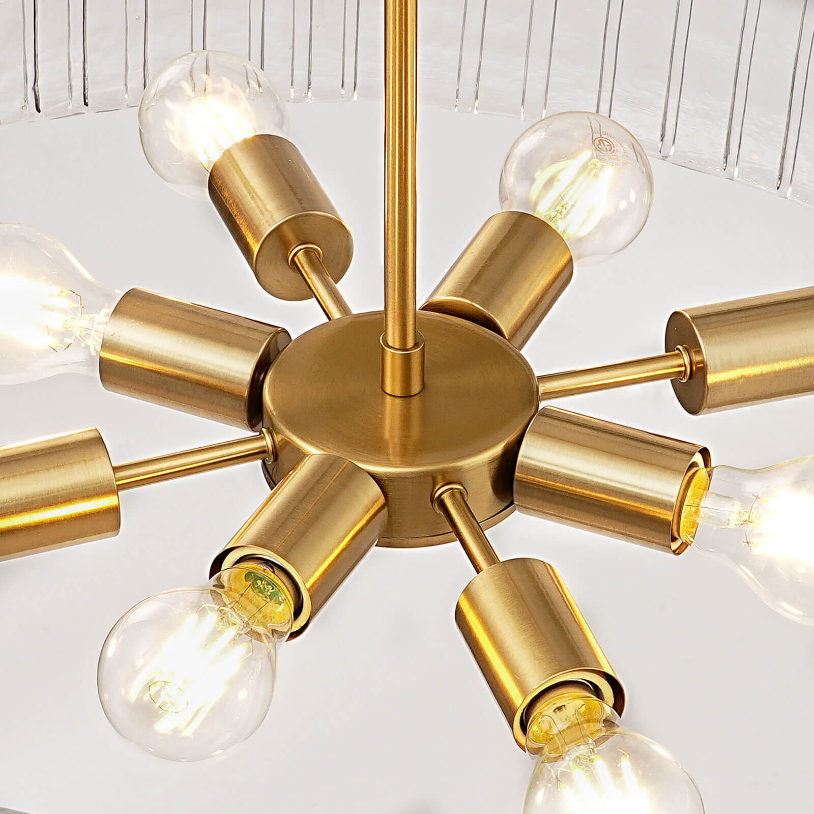 8-Light Clear Ribbed Glass Round Chandelier (30")