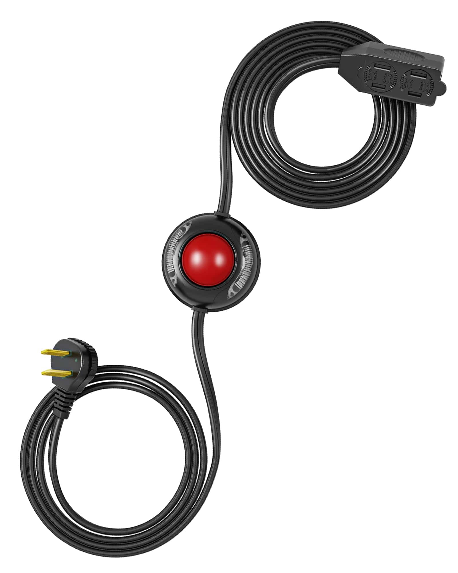 DEWENWILS 12 FT Extension Cord with Multiple Outlets, ON/Off Foot Switch Power Cord, Angled Flat Plug, 2-Prong 3 Outlets, 16/2C-WHCFB12A