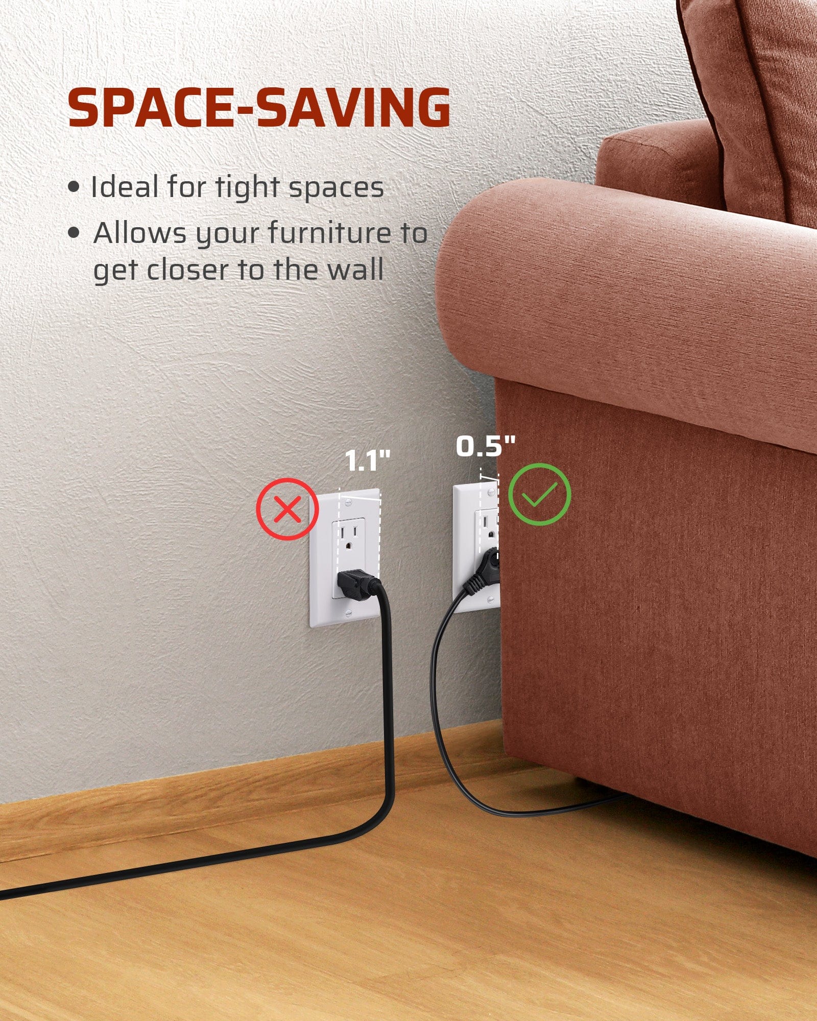 DEWENWILS 12 FT Extension Cord with Multiple Outlets, ON/Off Foot Switch Power Cord, Angled Flat Plug, 2-Prong 3 Outlets, 16/2C-WHCFB12A