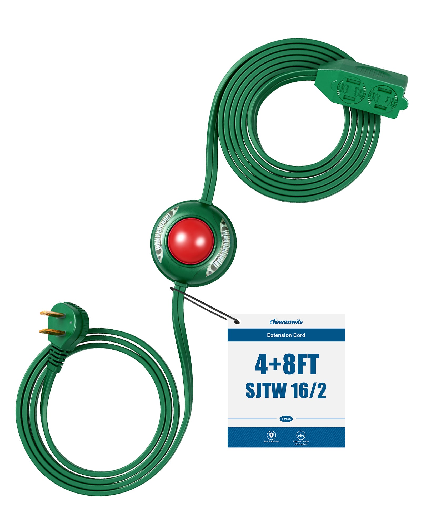 DEWENWILS 3ft Indoor/Outdoor Extension Cord, 14/3 SJTW 3 Prong Heavy Duty Power Cable, NEMA 5-15P to NEMA 5-15R (2 Pack)-HNCB03L