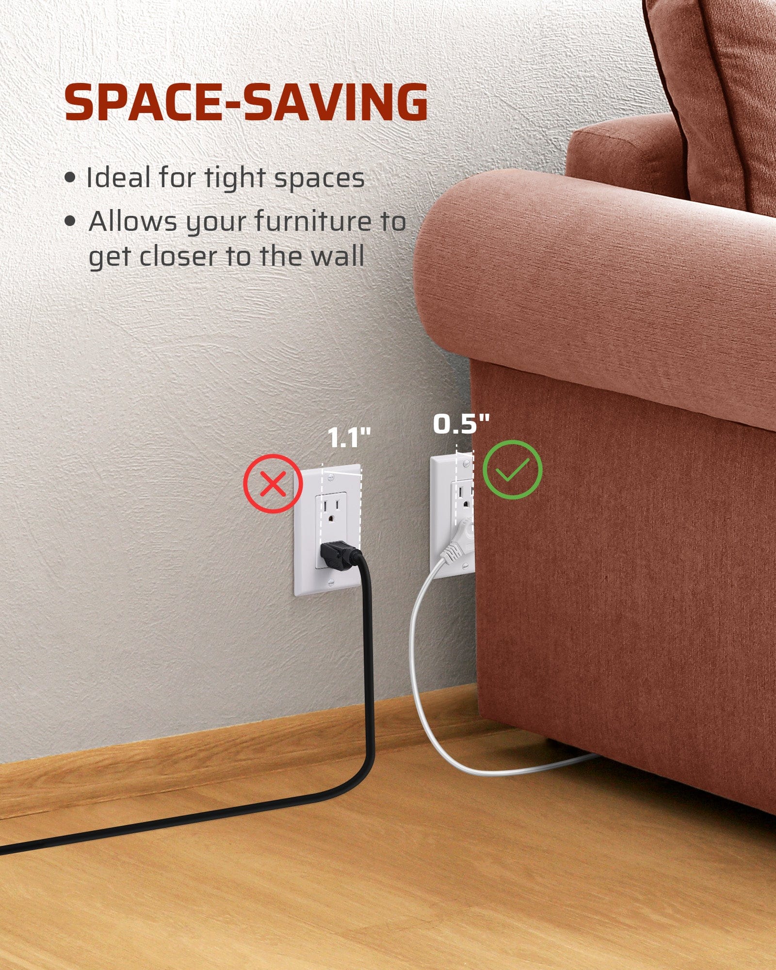 DEWENWILS 12 FT Light Extension Cord with ON/Off Switch for Lights, Step on Foot Switch Power Cord, Angled Flat Plug, 2-Prong 3 Outlets, 16/2C-WHCFW12A