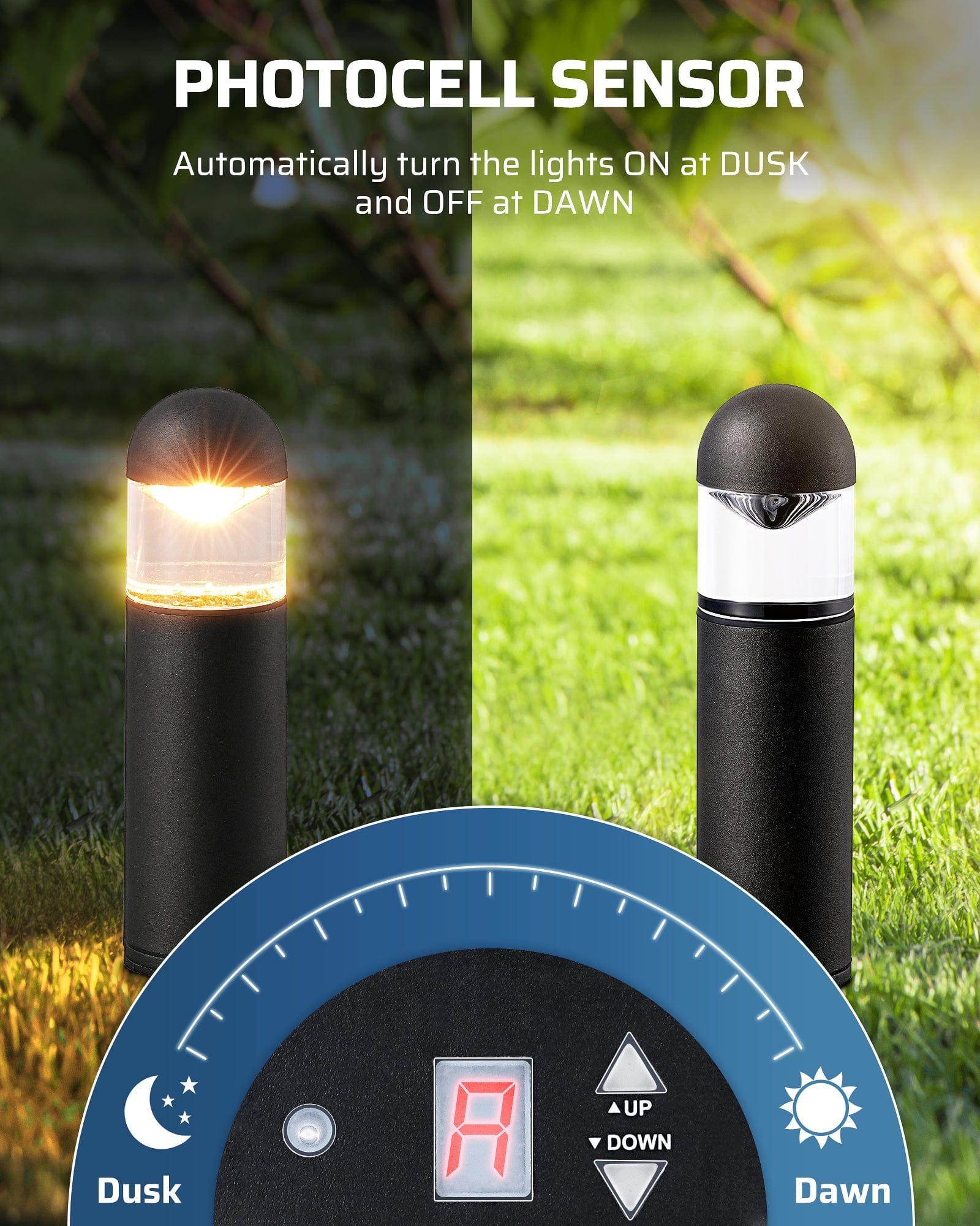DEWENWILS 150W Low Voltage Transformer with Photocell Sensor automatically turns landscape lights on at dusk and off at dawn