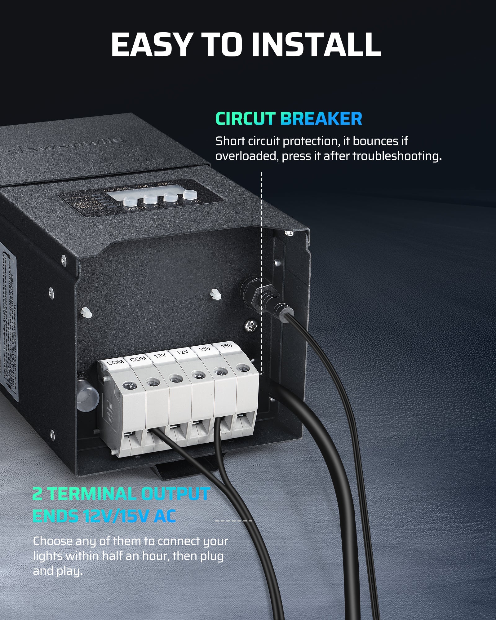 DEWENWILS 300W Low Voltage Transformer easy to install