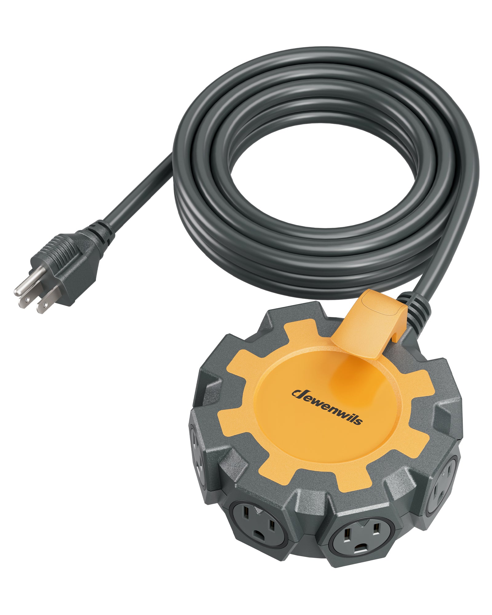DEWENWILS Industrial Power Strip with 6-Outlet, 15FT Multifaceted Head Heavy Duty Extension Cord, 14/3C SJTW, Workshop/Garage Extension Cord, 125V, 60Hz, 15A, 1875W-HCPS15A