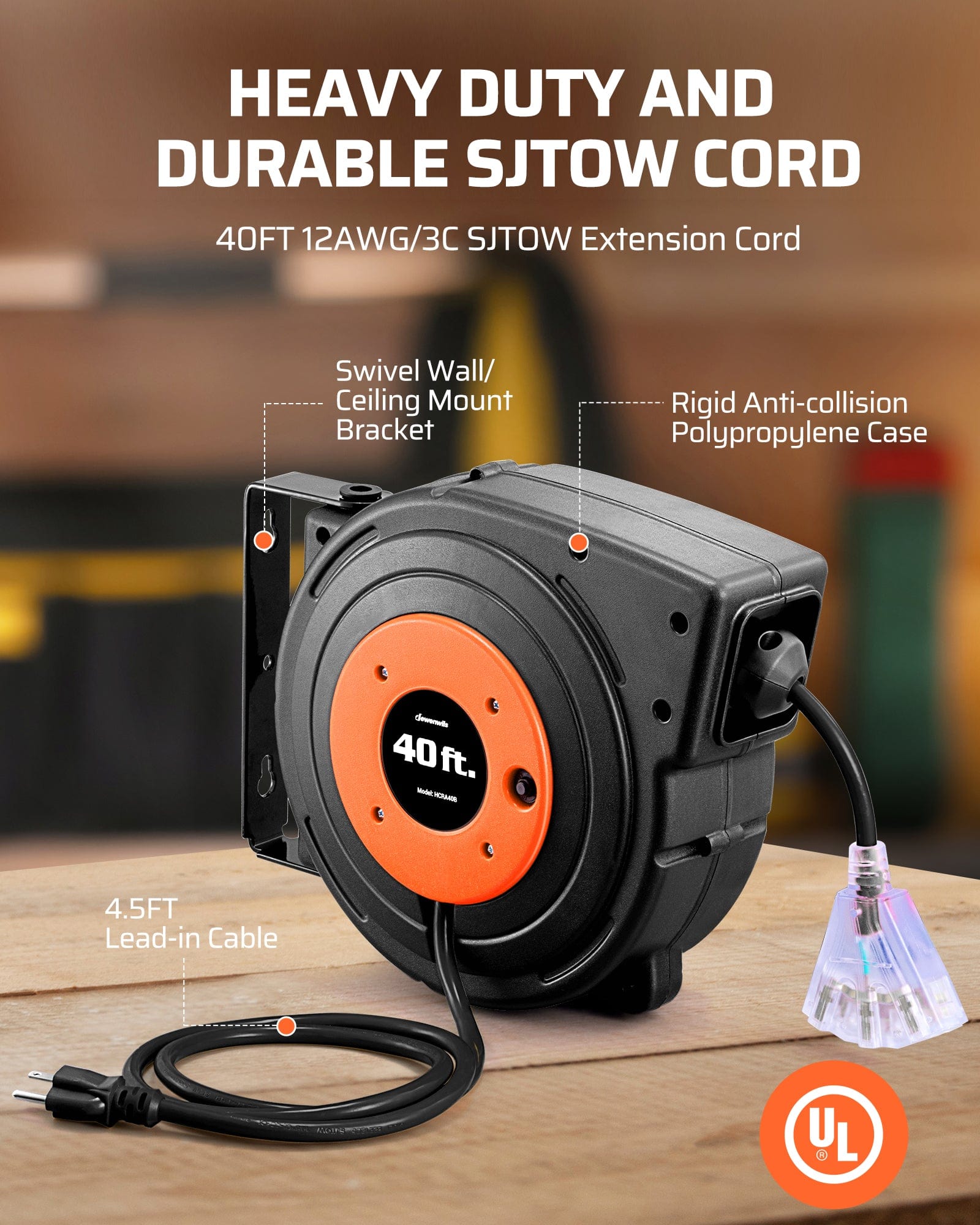 DEWENWILS | 40ft Extension Cord Reel