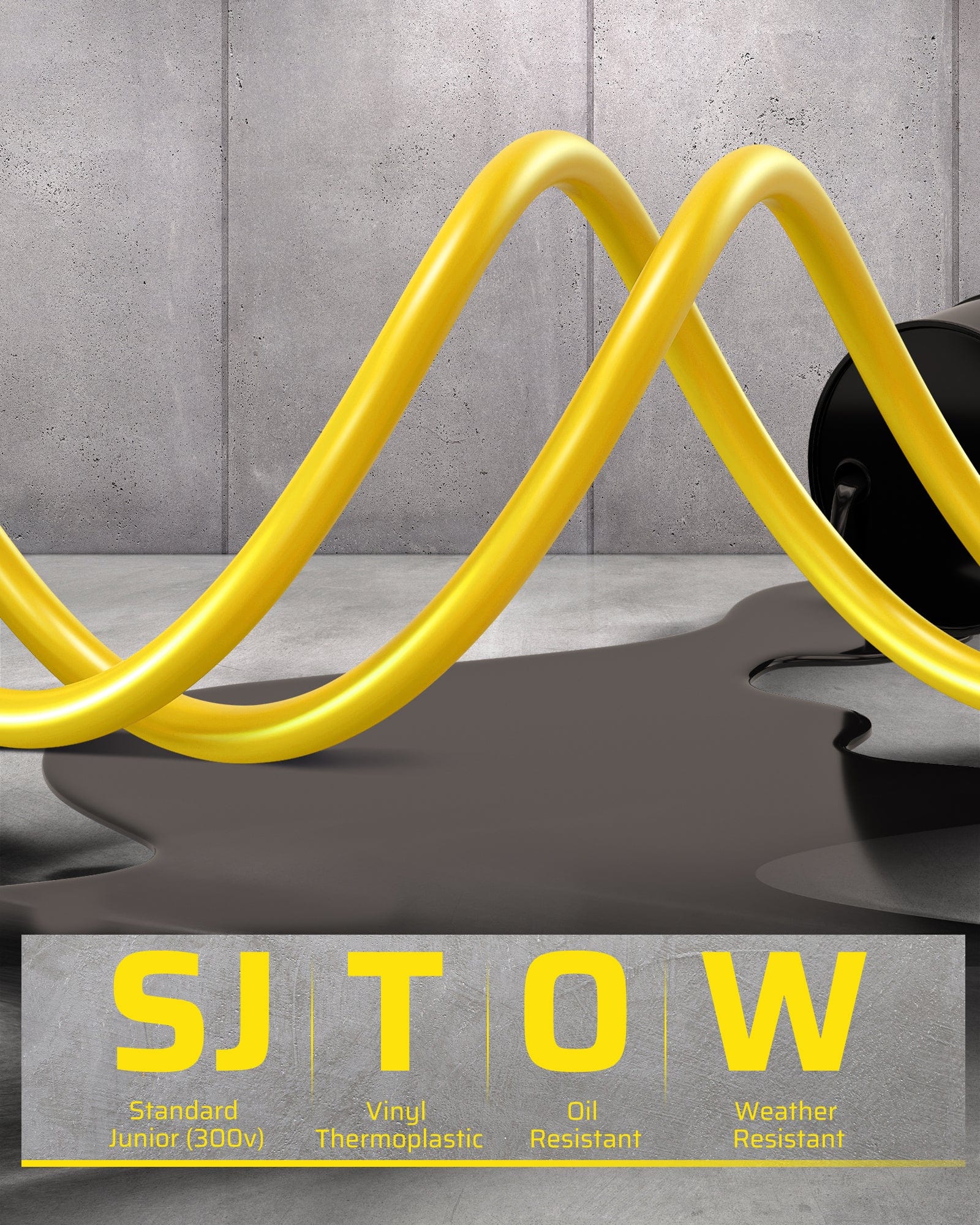 40ft extension cord reel, SITOW 12AWG/3C, standard junior (300V), weather-resistant, thermoplastic, durable and heavy-duty.