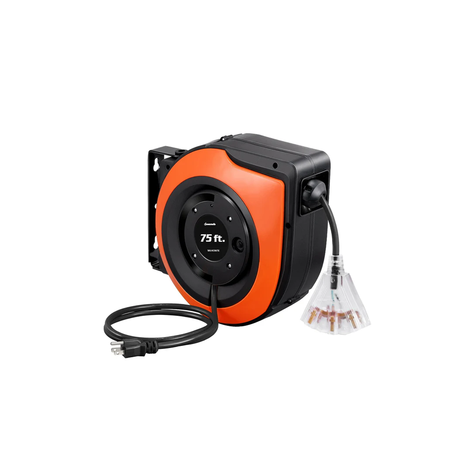 DEWENWILS 75FT Extension Cord Reel, 14/3C SJTW Retractable Cord Reel, Lighted Triple Outlets, Retractable Extension Cord Reel, 10A Circuit Breaker, Heavy Duty Power Cord, Ceiling/Wall Mount-F1HCRA75S