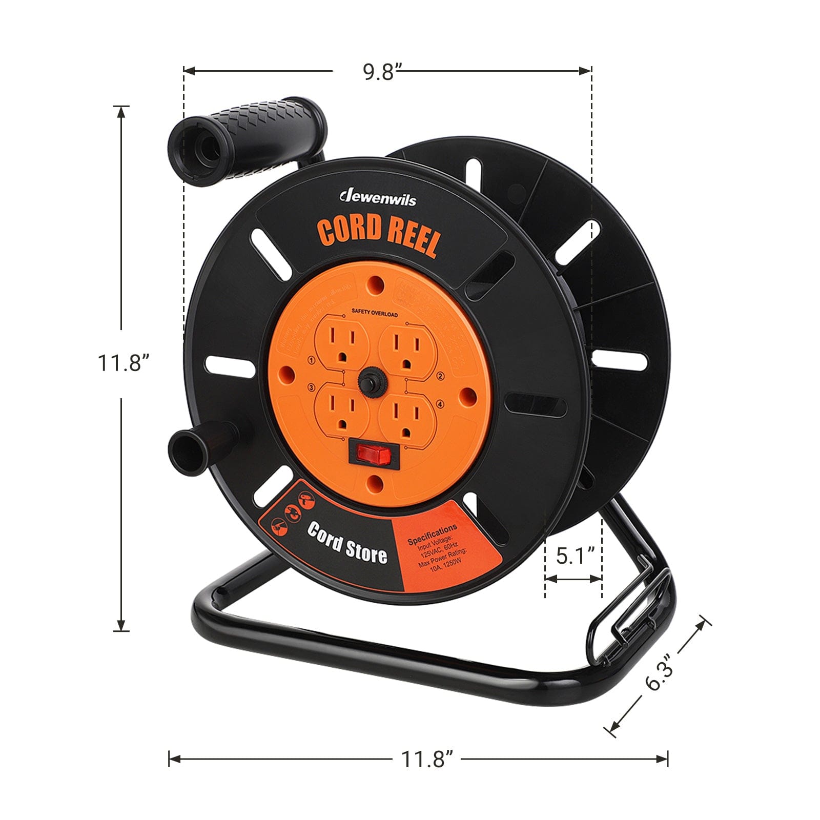 Extension Cord Storage Reel demensions