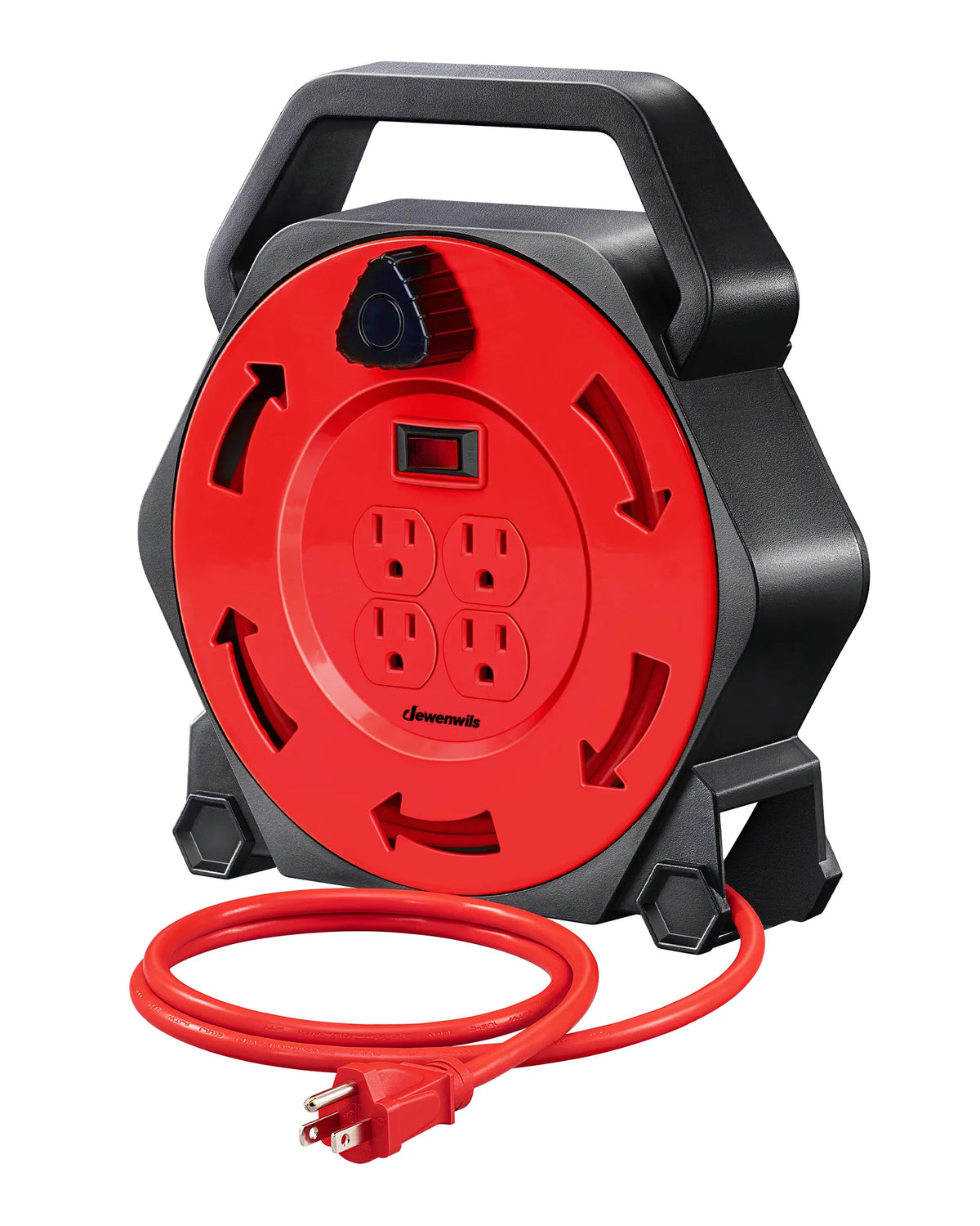 DEWENWILS Extension Cord Reel with 25 FT Power Cord, Hand Wind Retractable, 16/3 AWG SJTW, 4 Grounded Outlets, 13 Amp Circuit Breaker, Blue-HCRB25D