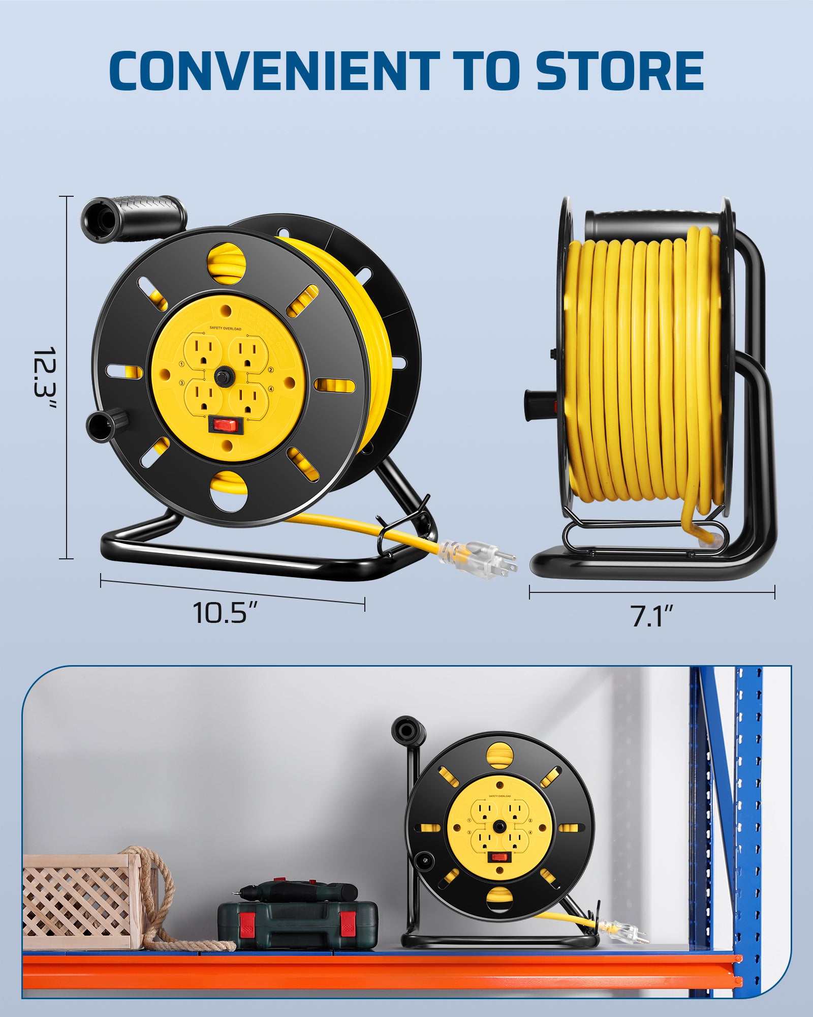 80FT Extension Cord Reel demensions