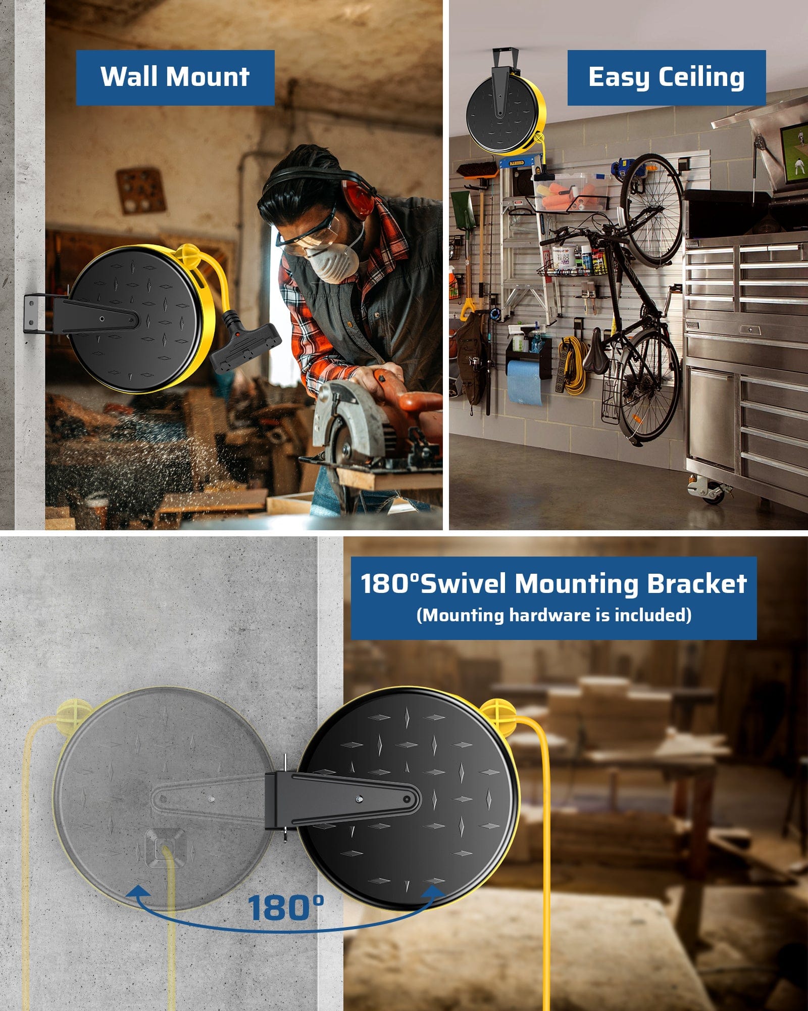 DEWENWILS | 30ft Retractable Extension Cord Reel