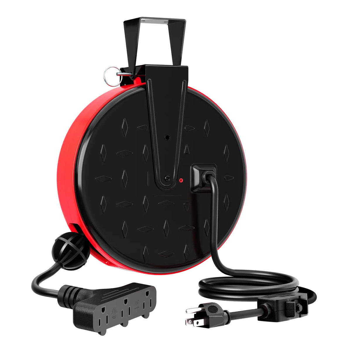 DEWENWILS 30 Ft Retractable Extension Cord Reel, Ceiling/Wall Mount 16/3 Gauge SJTW Power Cord with 3 Electrical Outlets Pigtail for Garage and Shop, 10 Amp Circuit Breaker, Metal Plate-HCRC30N