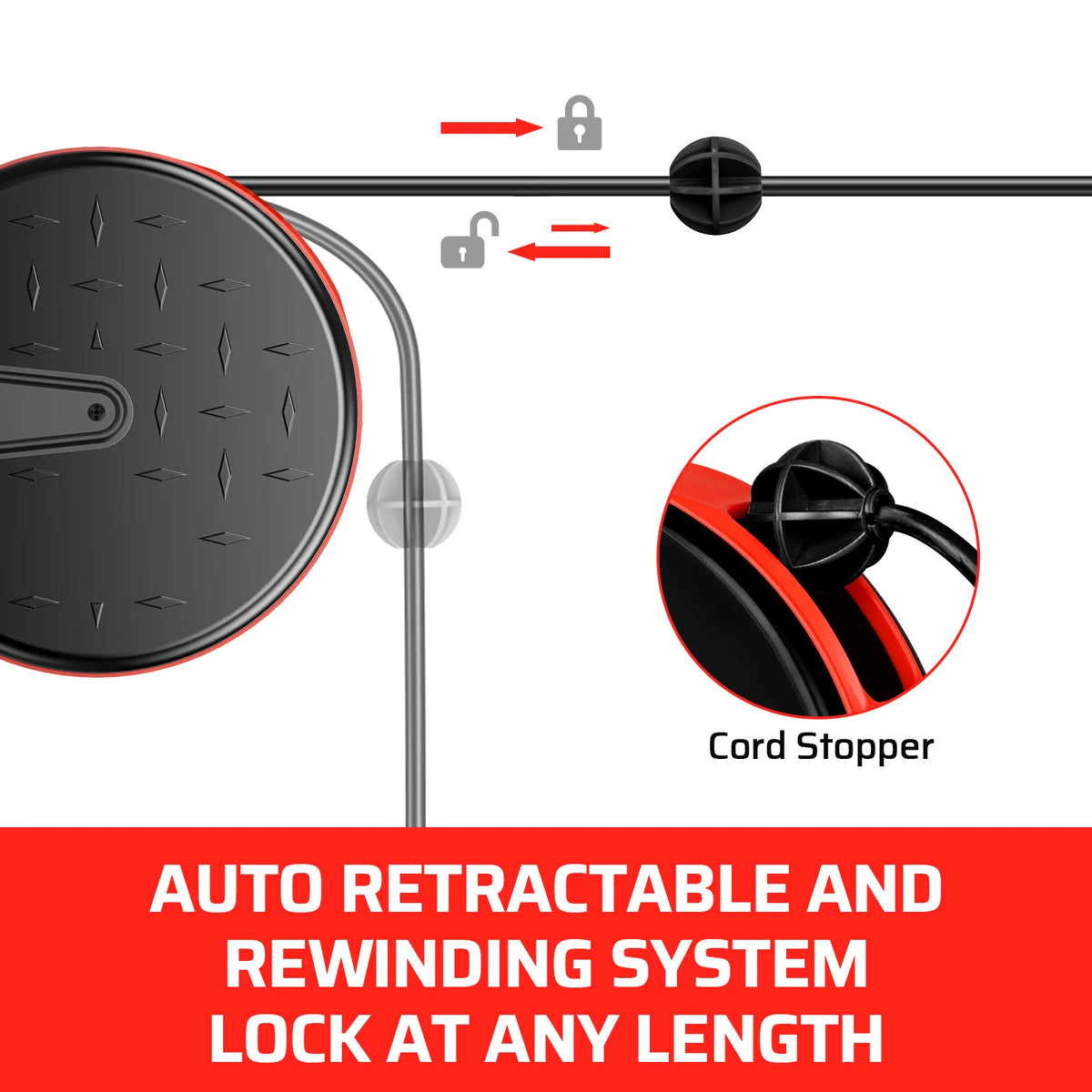 DEWENWILS 30 Ft Retractable Extension Cord Reel, Ceiling/Wall Mount 16/3 Gauge SJTW Power Cord with 3 Electrical Outlets Pigtail for Garage and Shop, 10 Amp Circuit Breaker, Metal Plate-HCRC30N