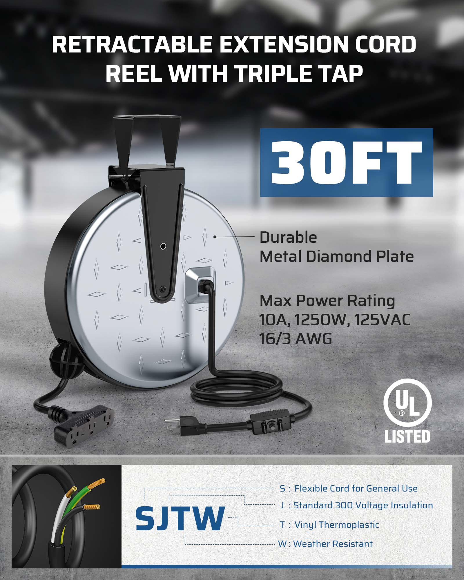 DEWENWILS | 30ft Extension Cord Reel