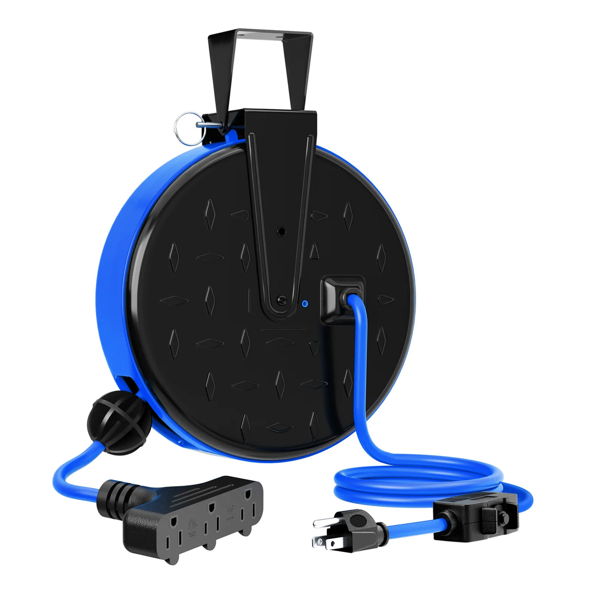 DEWENWILS 30 Ft Retractable Extension Cord Reel, Ceiling/Wall Mount 16/3 Gauge SJTW Power Cord with 3 Electrical Outlets Pigtail for Garage and Shop, 10 Amp Circuit Breaker, Metal Plate-HCRC30N