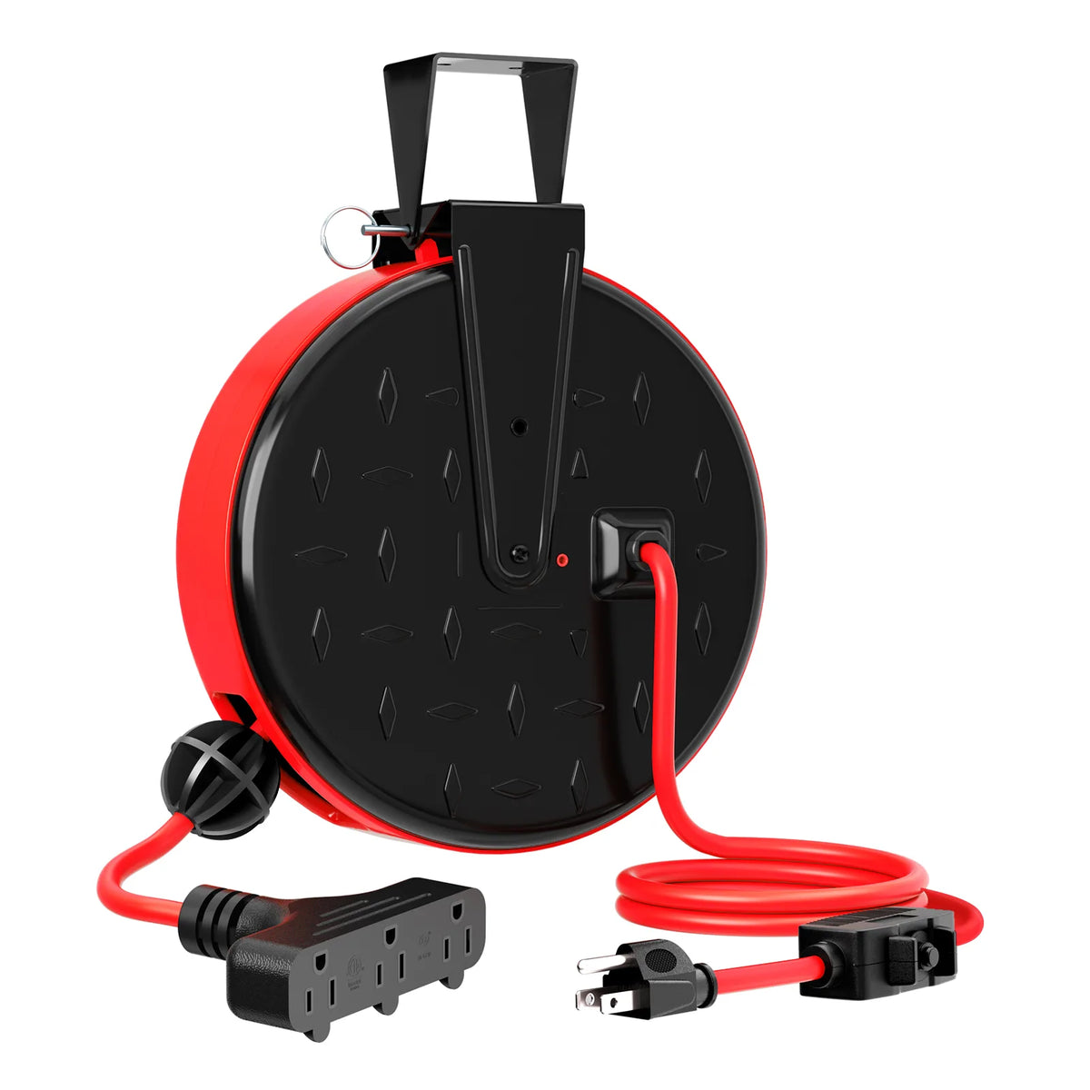 DEWENWILS 30 Ft Retractable Extension Cord Reel, Ceiling/Wall Mount 16/3 Gauge SJTW Power Cord with 3 Electrical Outlets Pigtail for Garage and Shop, 10 Amp Circuit Breaker, Metal Plate-HCRC30N