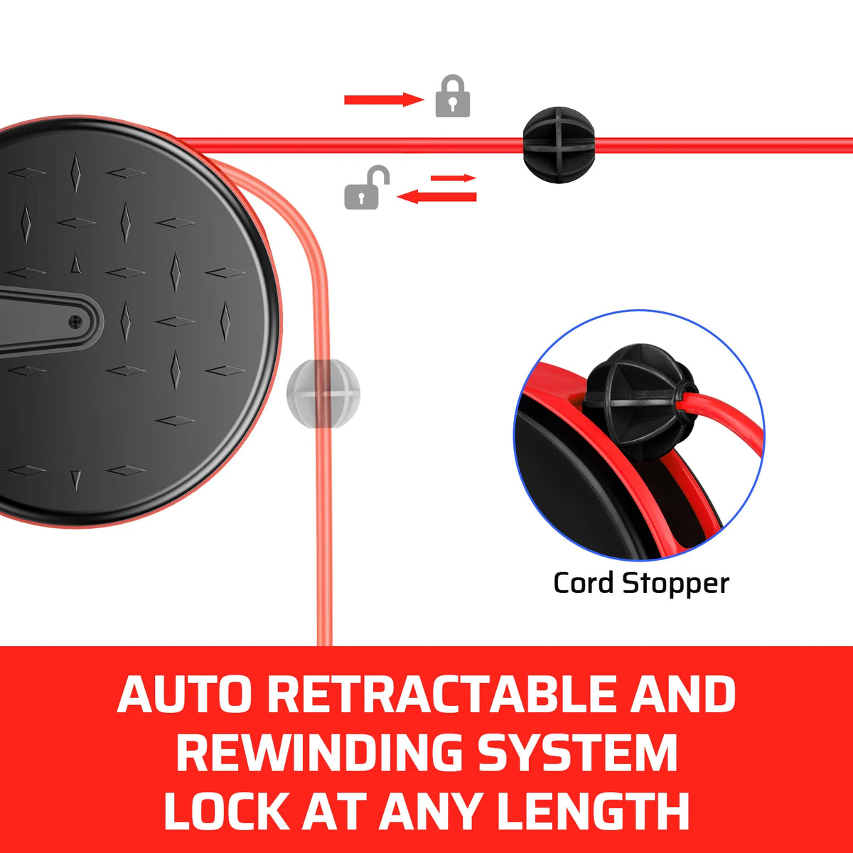 DEWENWILS 30 Ft Retractable Extension Cord Reel, Ceiling/Wall Mount 16/3 Gauge SJTW Power Cord with 3 Electrical Outlets Pigtail for Garage and Shop, 10 Amp Circuit Breaker, Metal Plate-HCRC30N