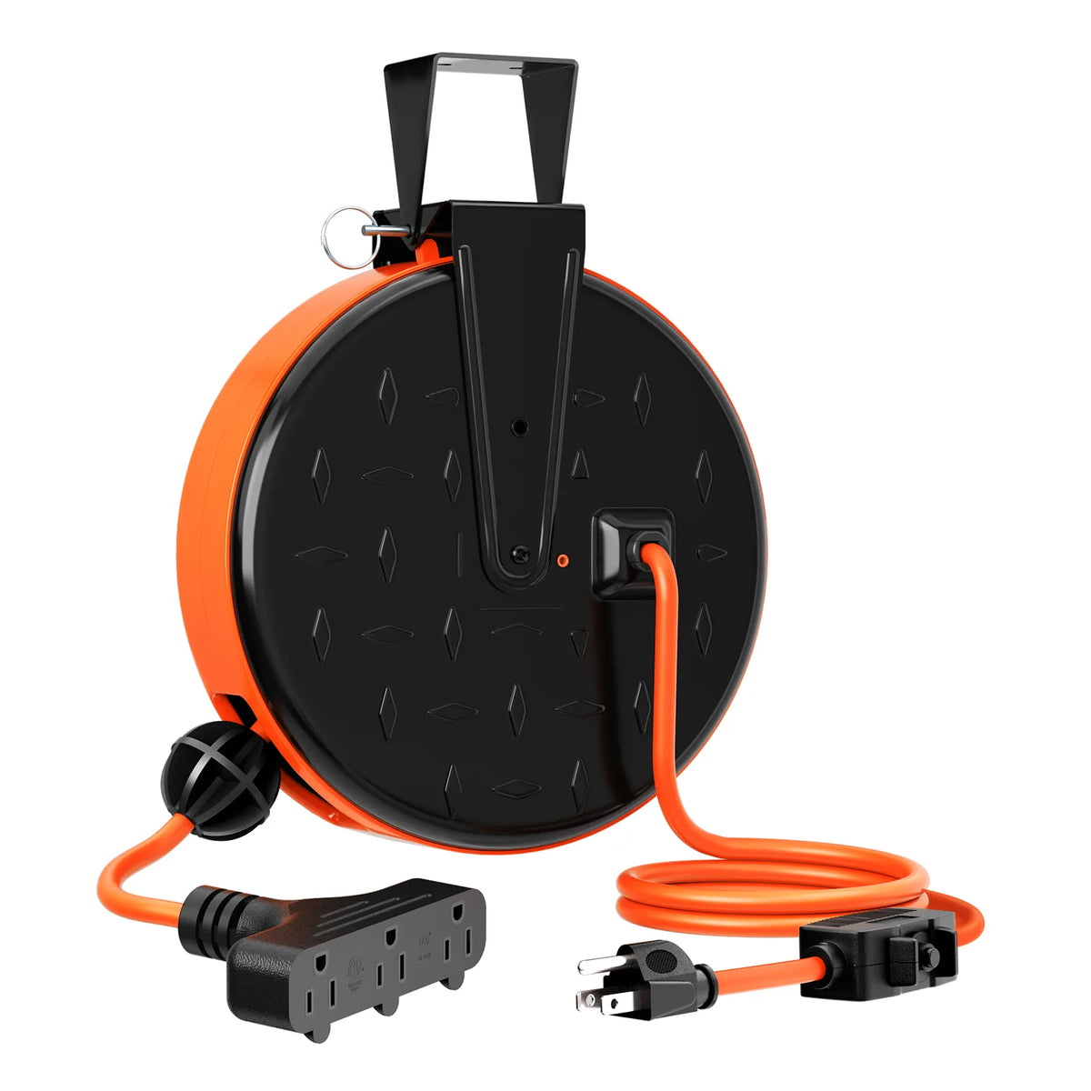 DEWENWILS 30 Ft Retractable Extension Cord Reel, Ceiling/Wall Mount 16/3 Gauge SJTW Power Cord with 3 Electrical Outlets Pigtail for Garage and Shop, 10 Amp Circuit Breaker, Metal Plate-HCRC30N