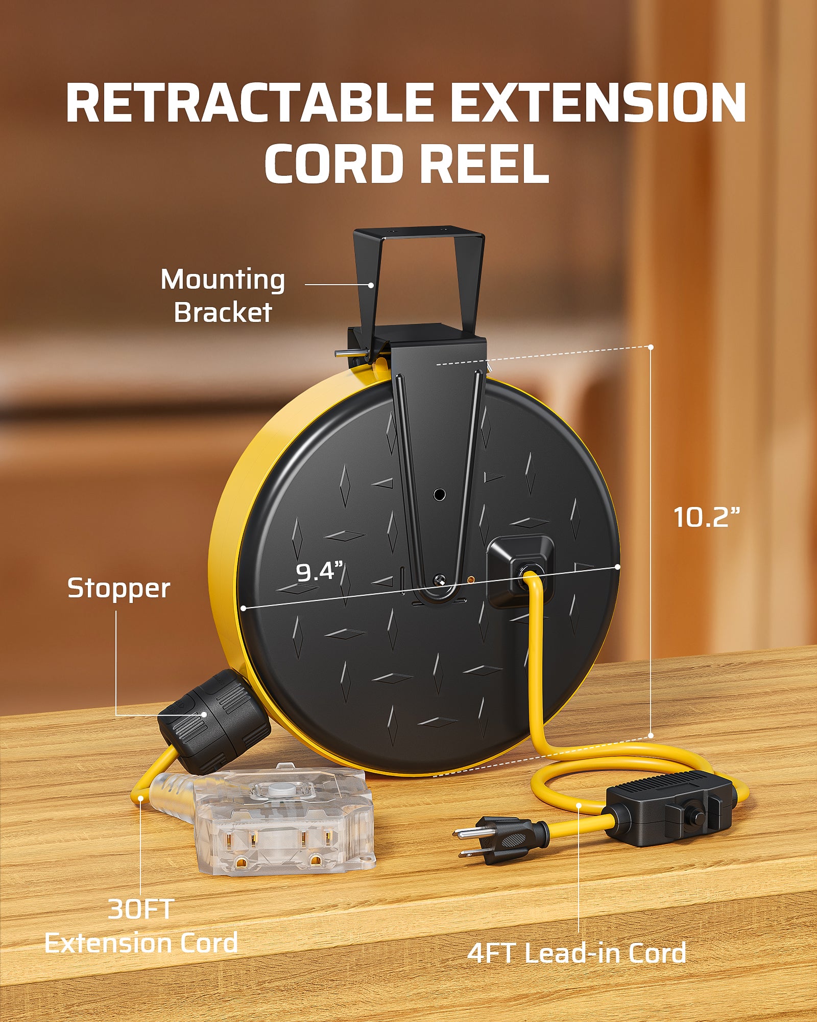 30FT Extension Cord Reel demensions