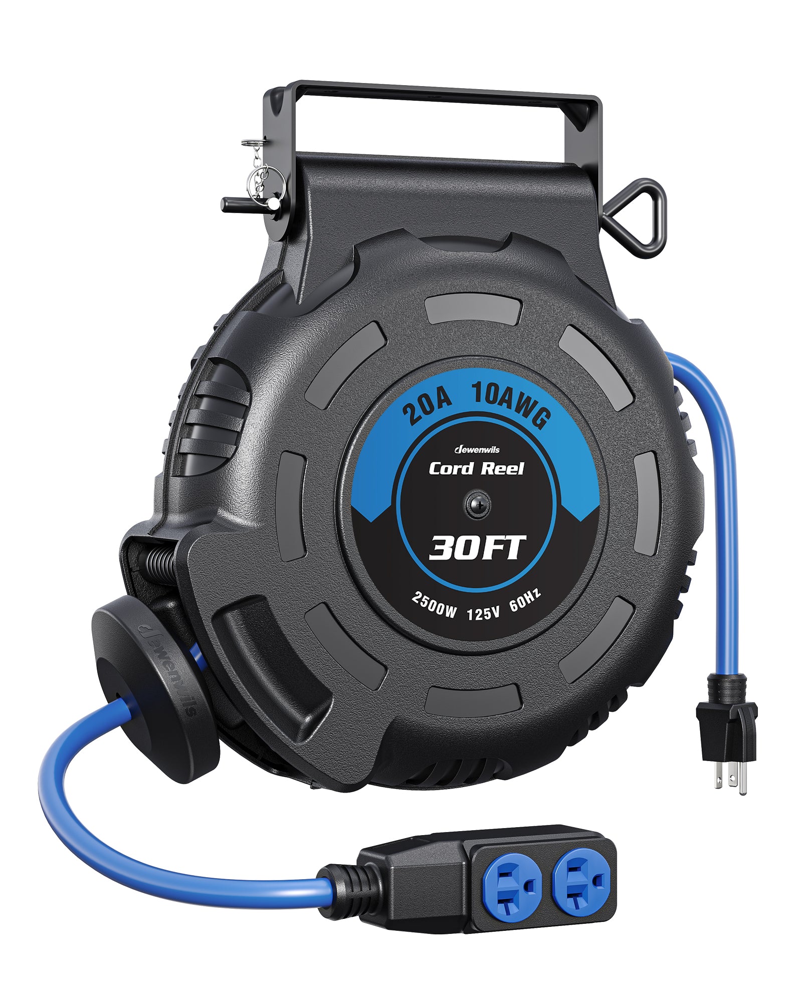 DEWENWILS 20Amp Retractable Extension Cord Reel,10AWG SJTW Industrial Cable