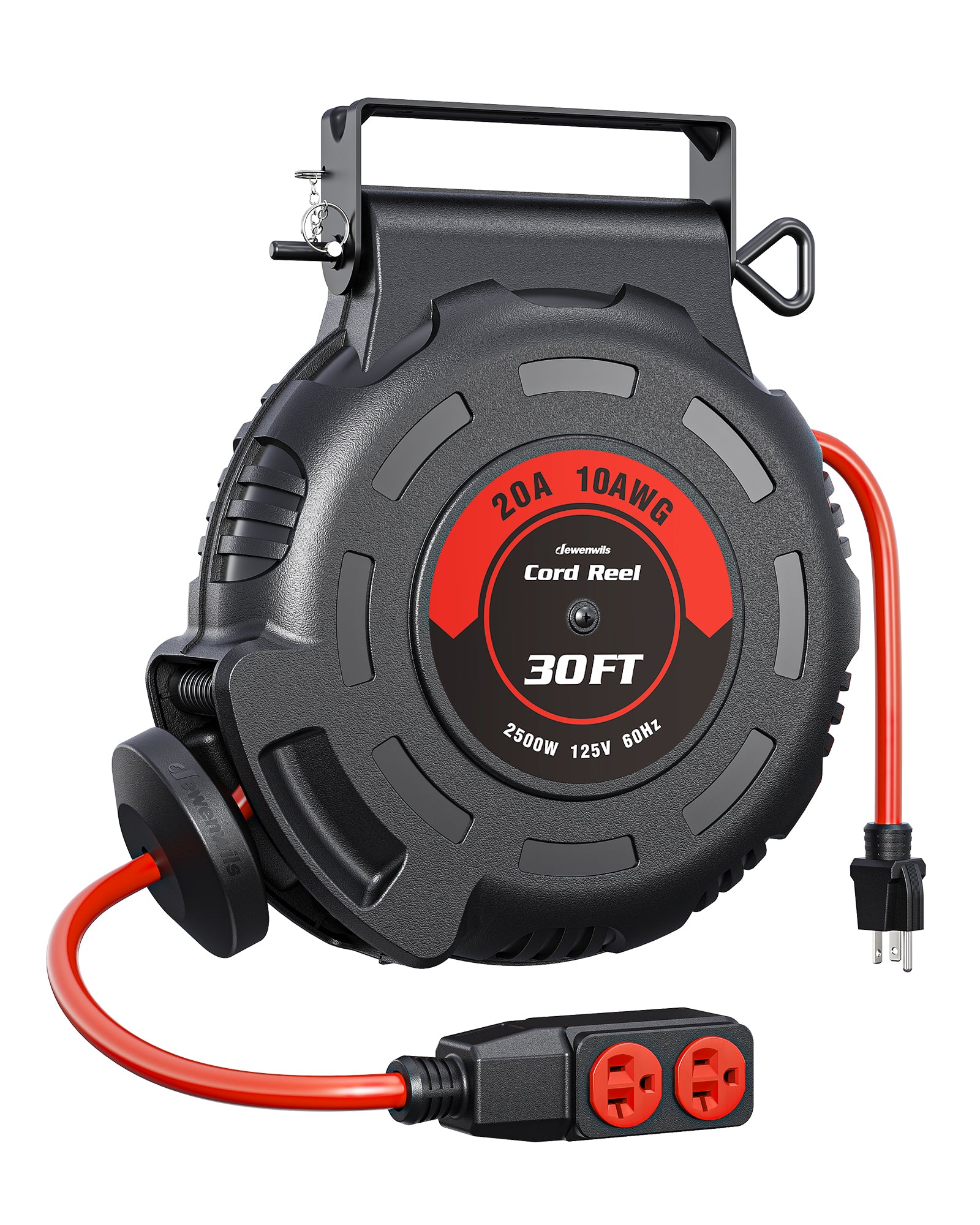 DEWENWILS 20Amp Retractable Extension Cord Reel,10AWG SJTW Industrial Cable