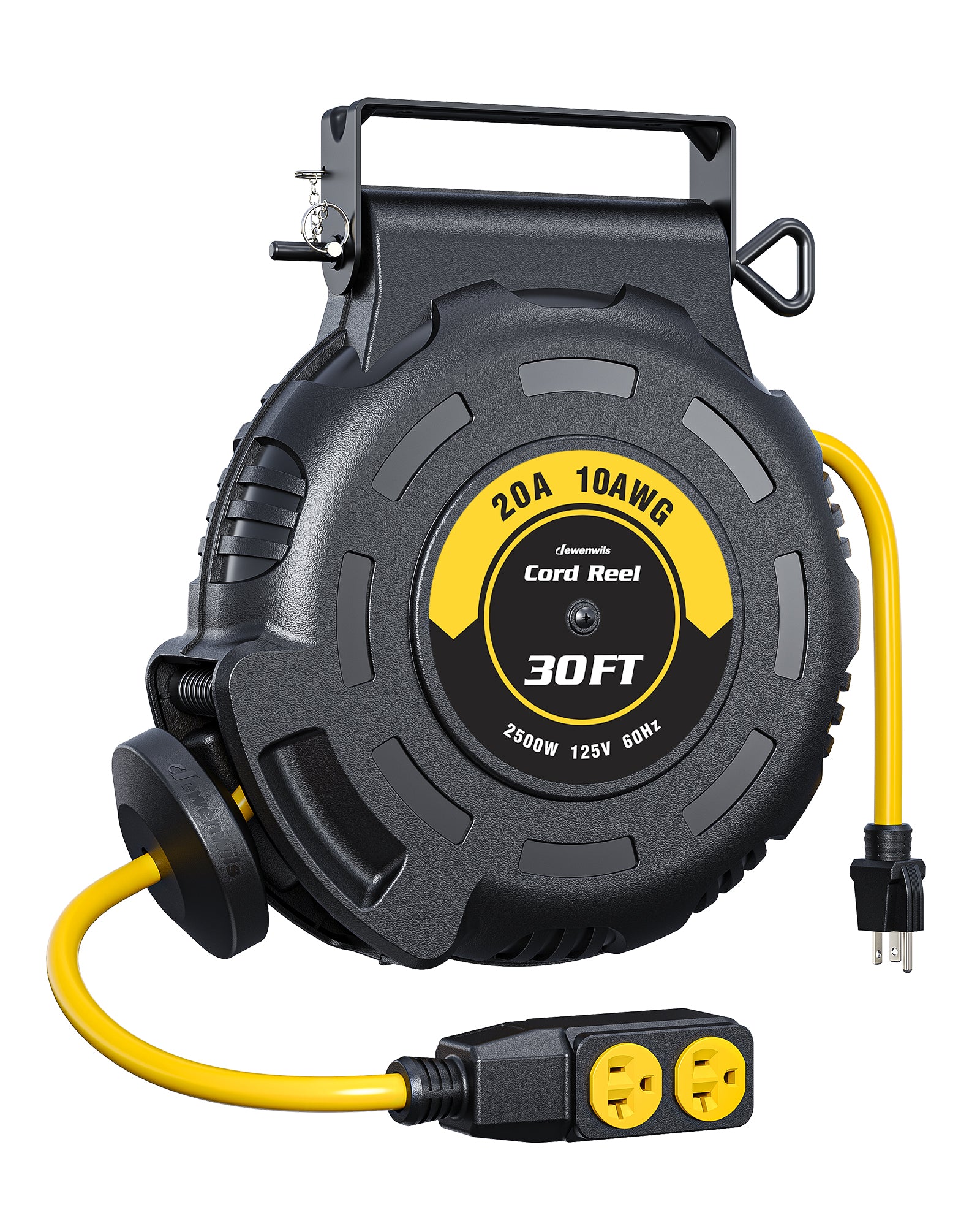 DEWENWILS 20Amp Retractable Extension Cord Reel,10AWG SJTW Industrial Cable