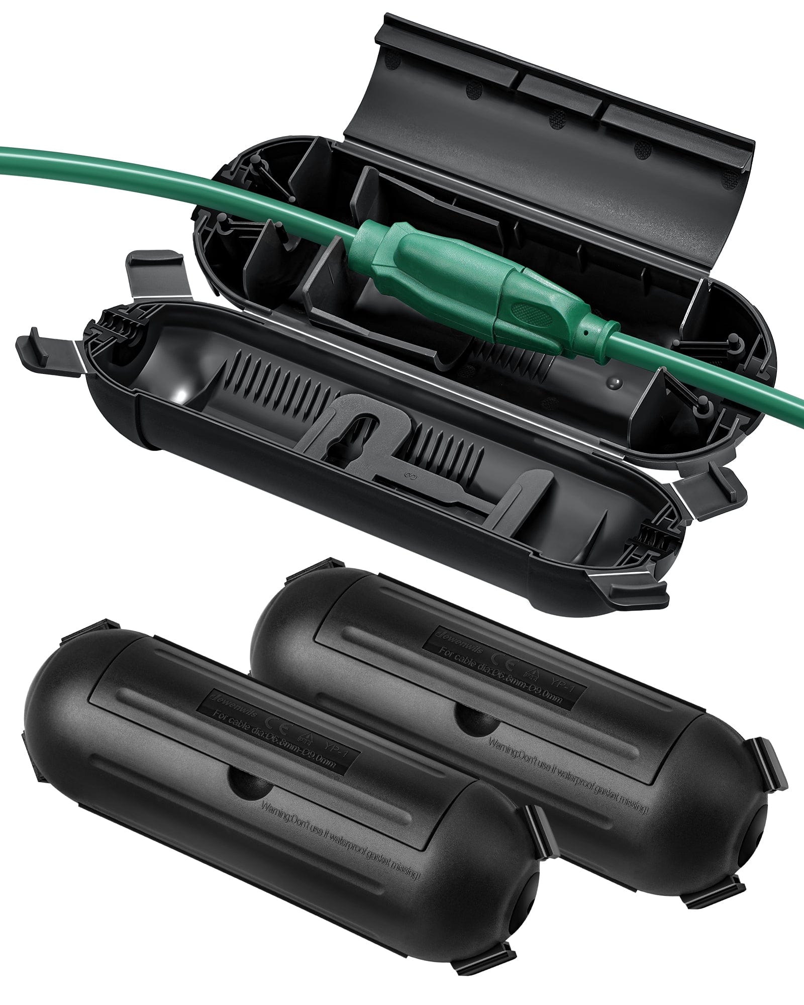 DEWENWILS Waterproof Extension Cord Safety Cover, IP44 Weatherproofed with 4 Seal Latches, Adjustable Compartment for AWG 12/14/16 Cords (3 Pack)-HCSS03B