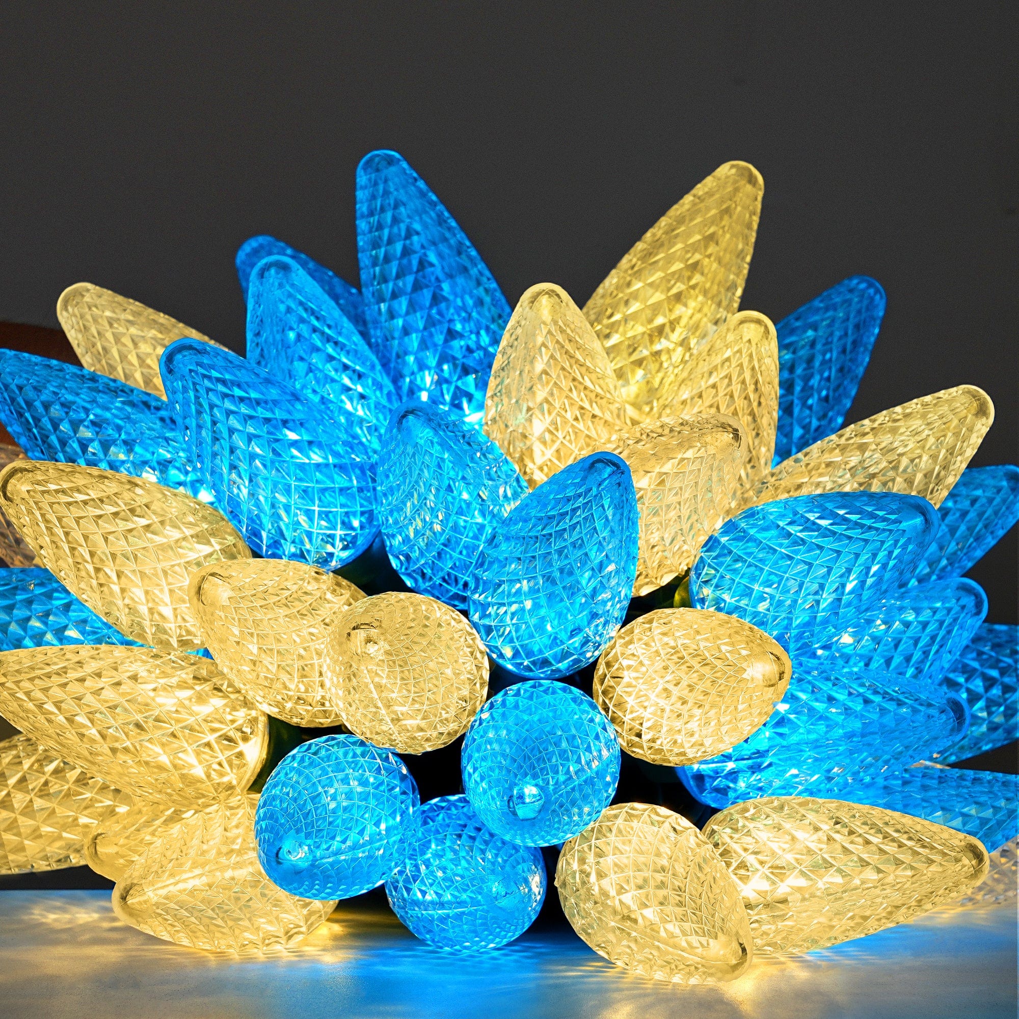 DEWENWILS C9 LED Christmas Lights Outdoor, 33.3ft 50LED Christmas String Lights, Outdoor Decorations for Christmas Tree, Patio, Garden, Yard, Green Wire, Blue & White-HCSL11D