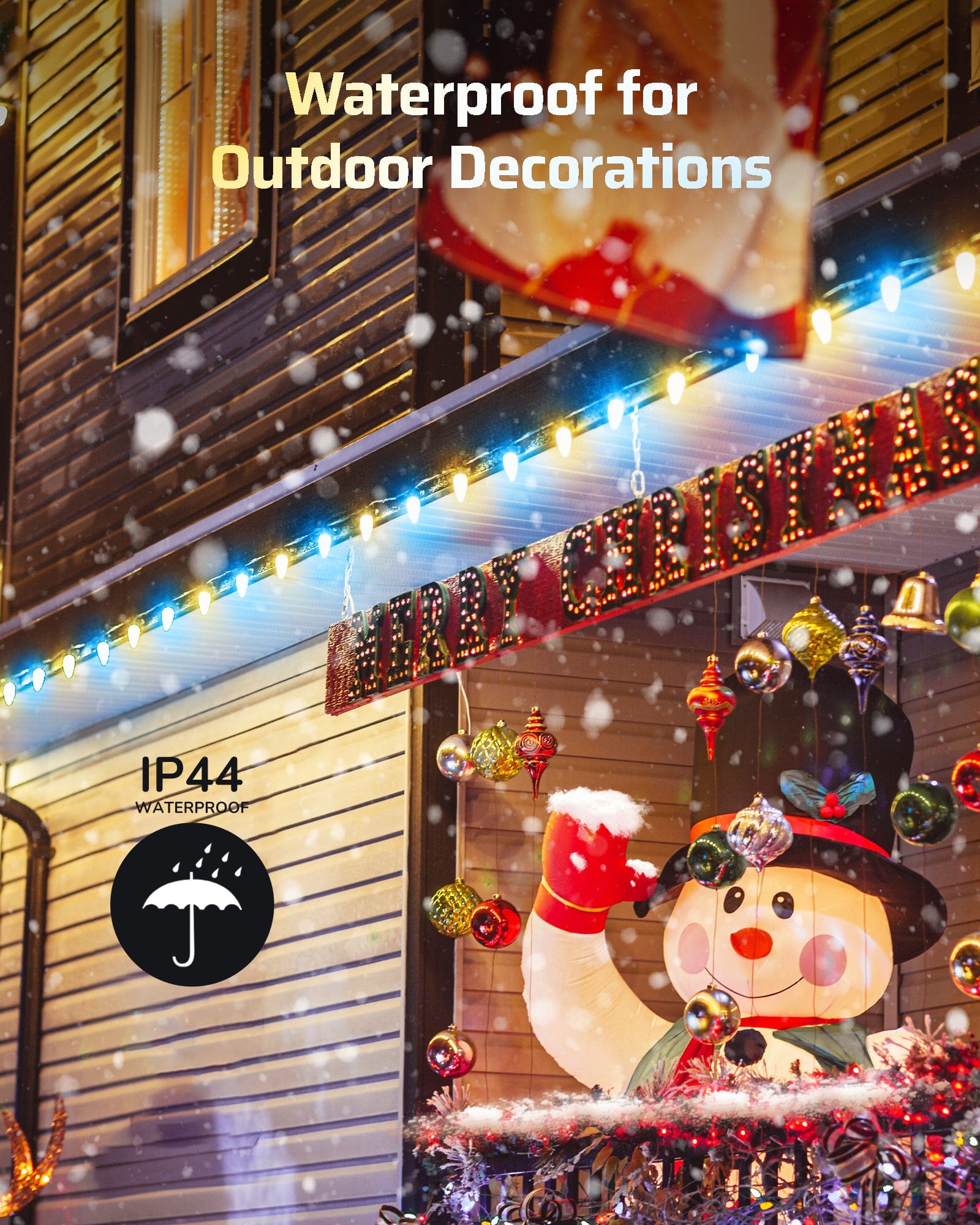 DEWENWILS C9 LED Christmas Lights Outdoor, 33.3ft 50LED Christmas String Lights, Outdoor Decorations for Christmas Tree, Patio, Garden, Yard, Green Wire, Blue & White-HCSL11D