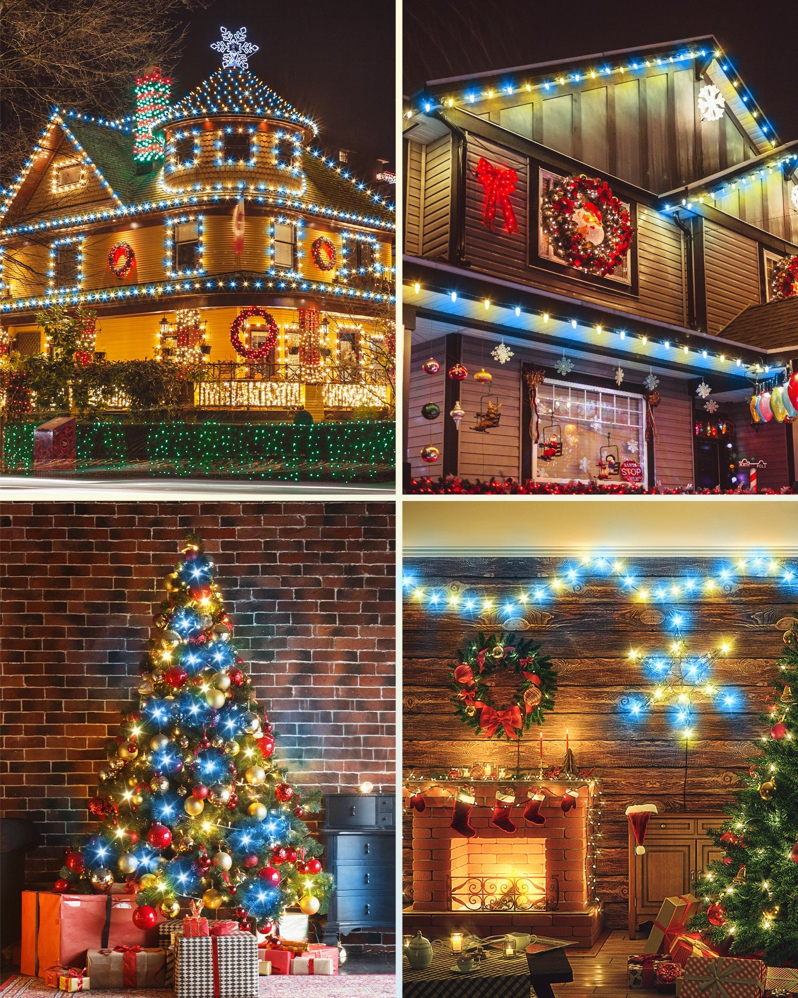 DEWENWILS C9 LED Christmas Lights Outdoor, 33.3ft 50LED Christmas String Lights, Outdoor Decorations for Christmas Tree, Patio, Garden, Yard, Green Wire, Blue & White-HCSL11D