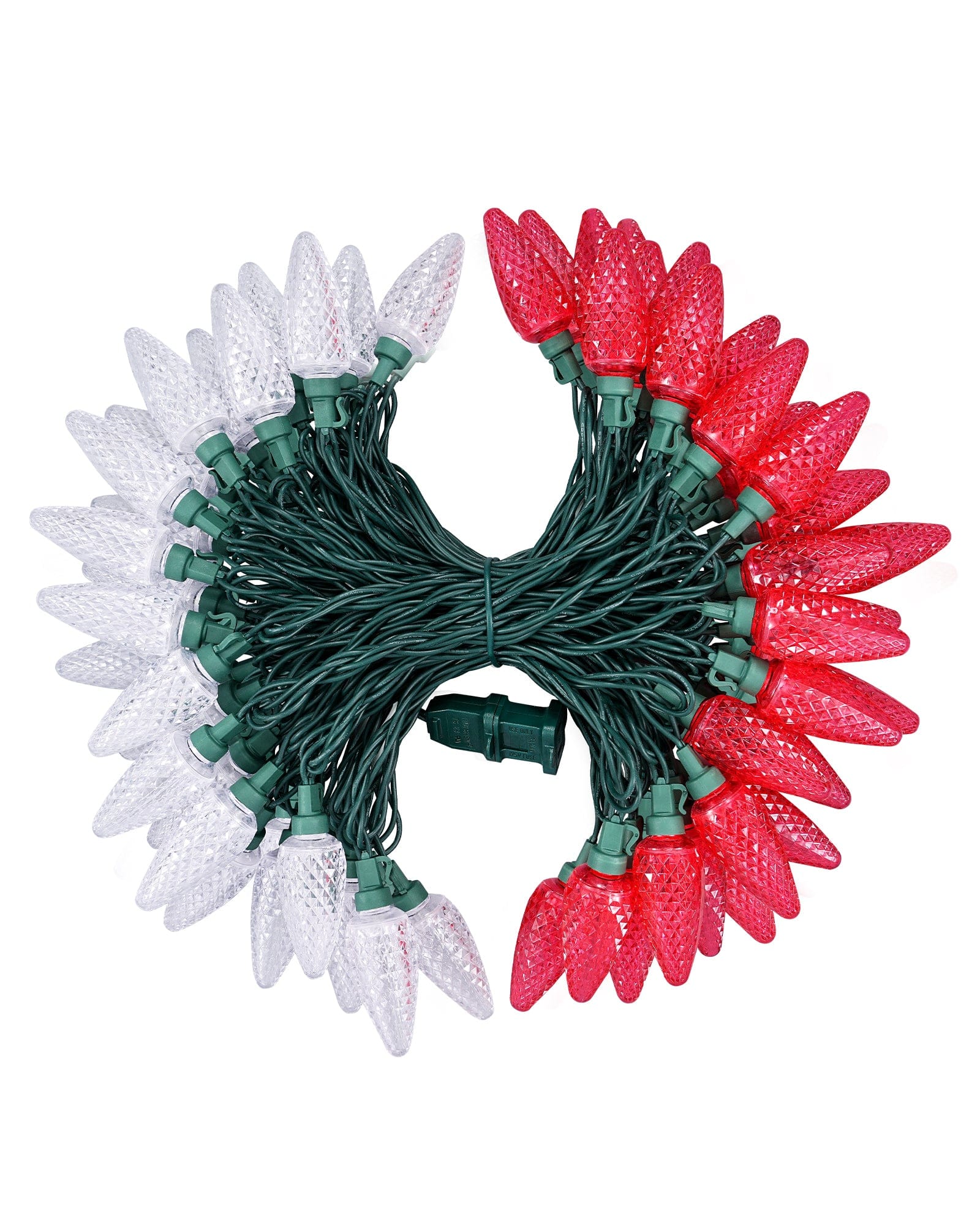 DEWENWILS C9 LED Christmas Lights Outdoor, 33.3ft 50LED Red and White Christmas String Tree Lights, Outdoor Christmas Lights for House, Christmas Tree, Patio, Garden, Yard, Green Wire, Red & White-HCSL11W