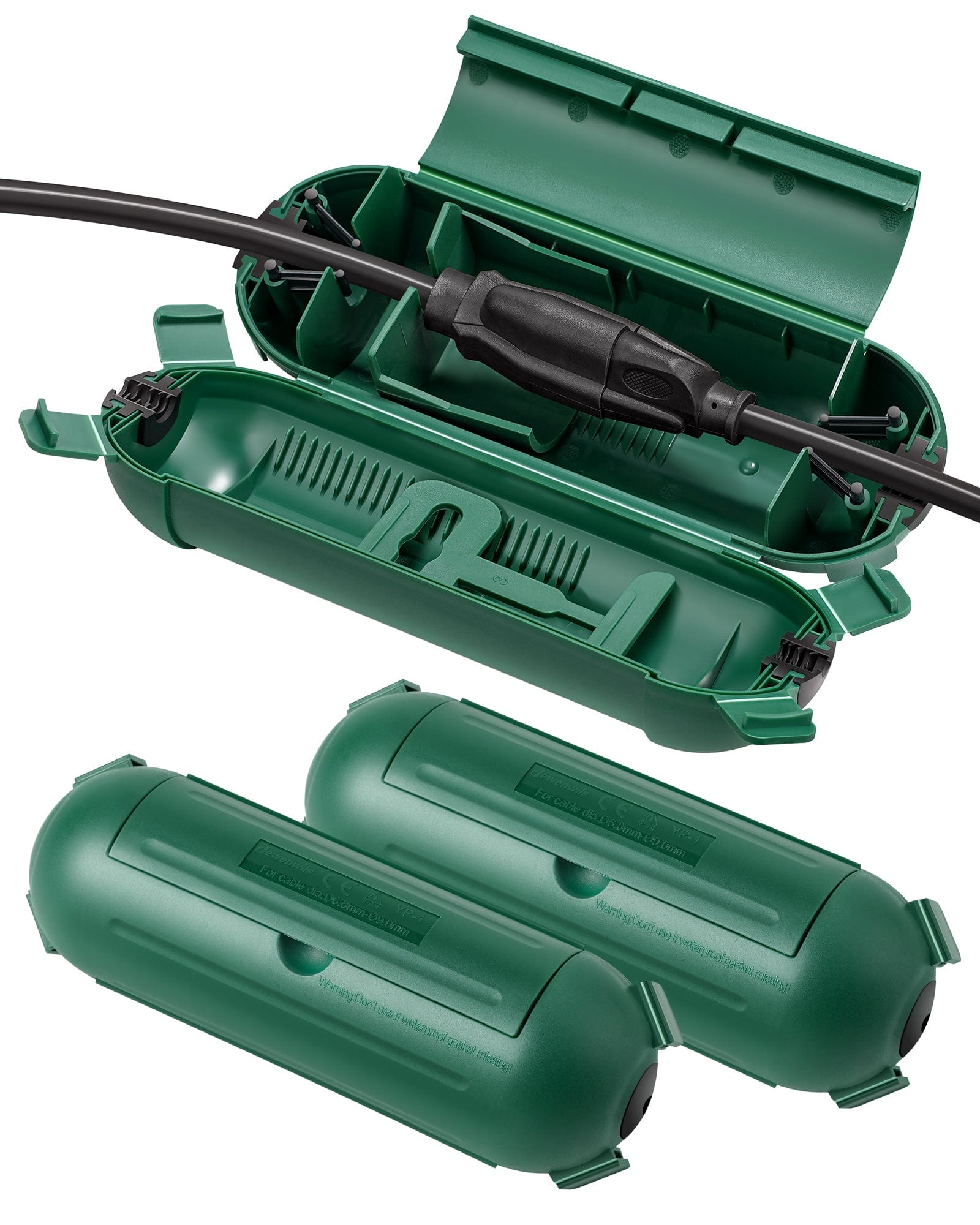 DEWENWILS Outdoor Extension Cord Cover, Waterproof Connection Protector with 4 Seal Latches, Adjustable Compartment for AWG 12/14/16 Cords (3 Pack)-HCSS03A