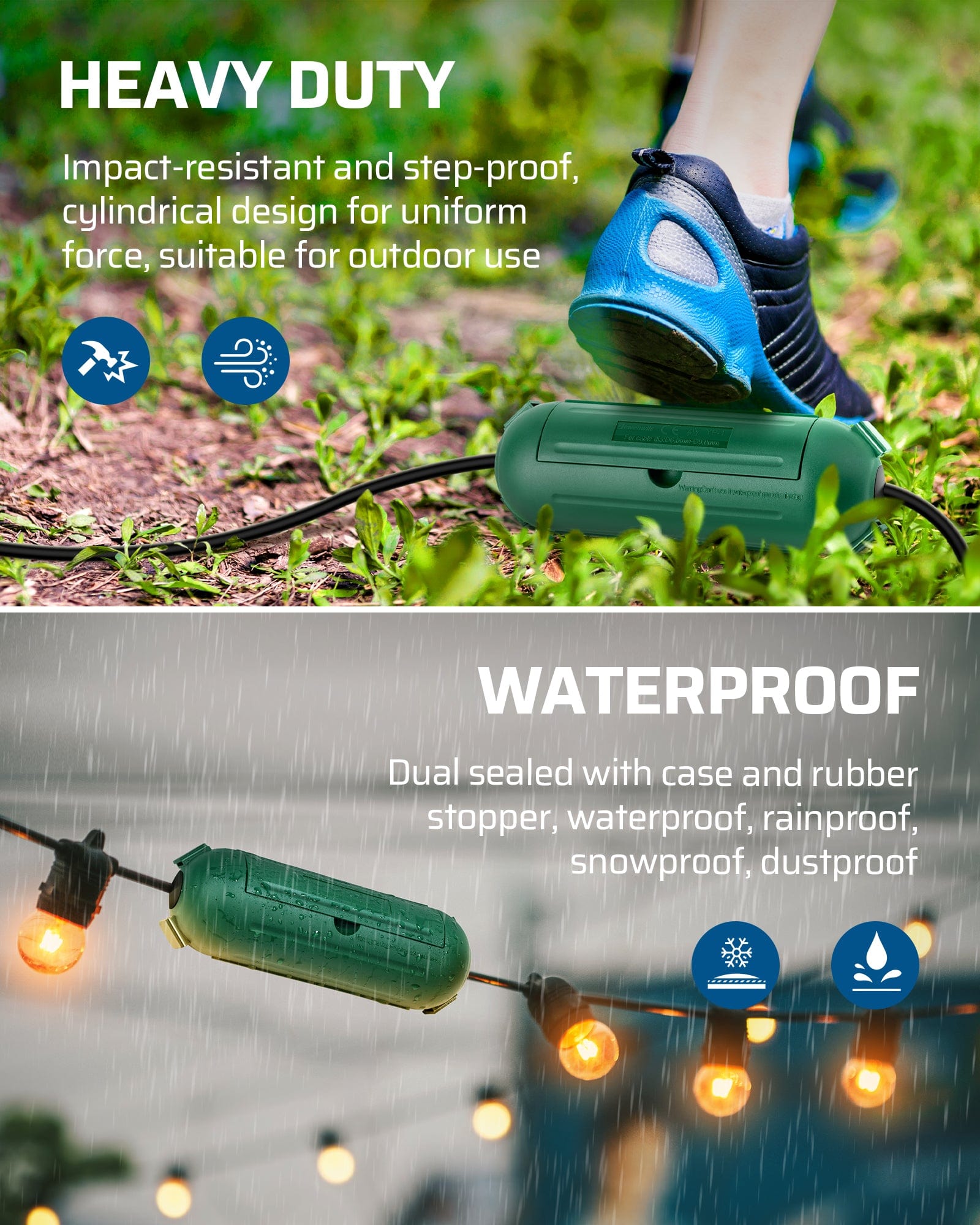 DEWENWILS Outdoor Extension Cord Cover, Waterproof Plug Cover with 4 Seal Latches, Adjustable Compartment for 12/14/16Gauge Cords (6 Pack)-HCSS06A