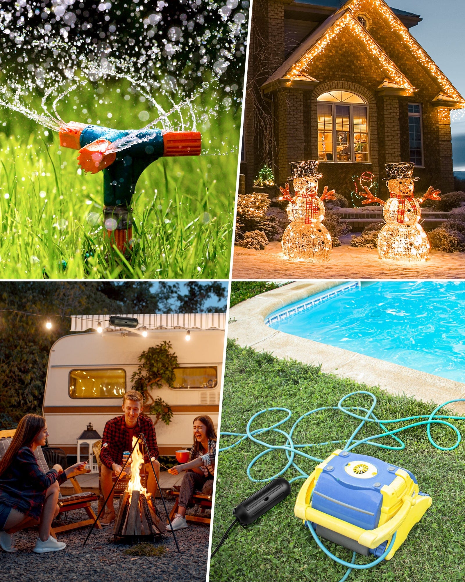 DEWENWILS Outdoor Extension Cord Safety Cover, Water-Resistant Seal Housing with 4 Latches, Adjustable Compartment for AWG 12/14/16 Cords (6 Pack)-HCSS06B